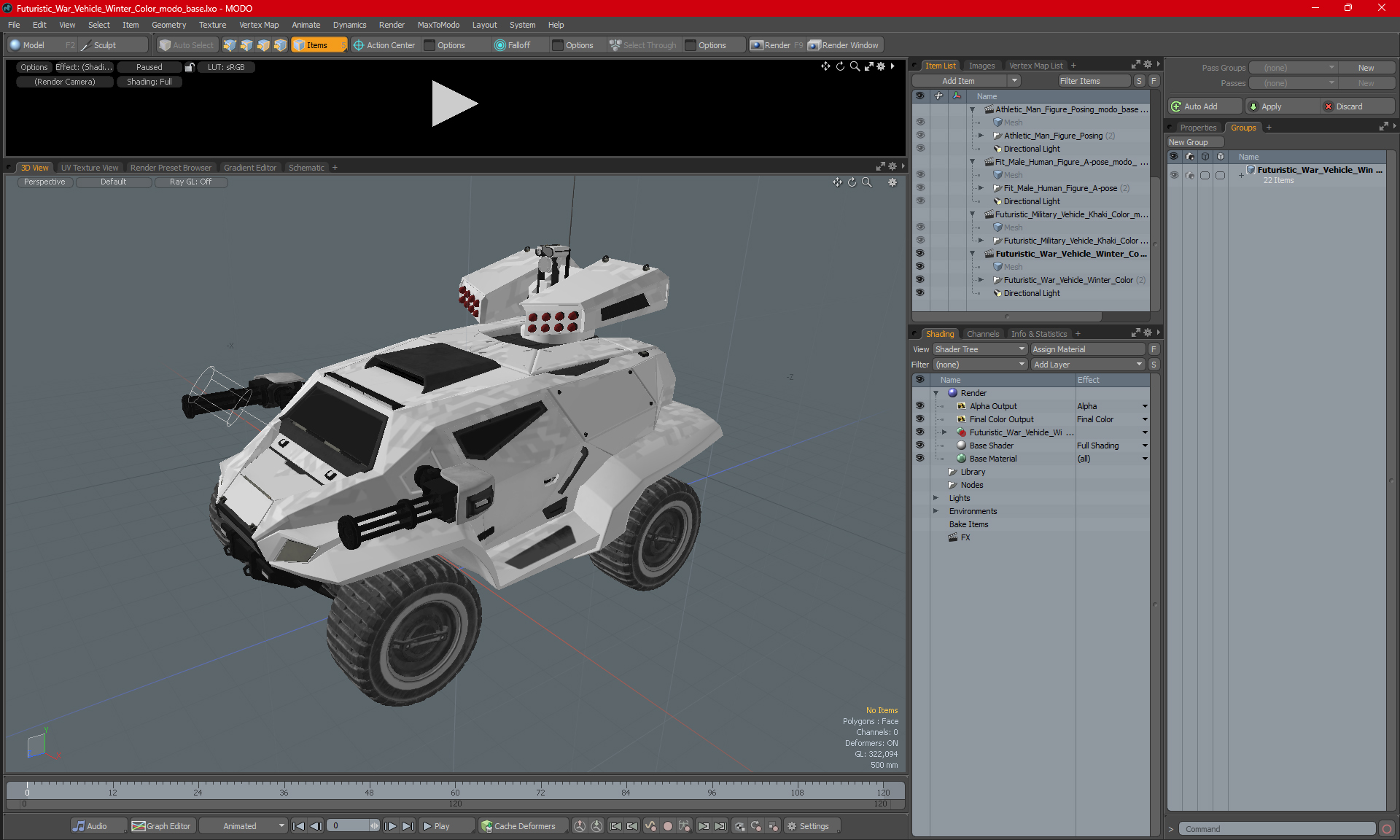 3D model Futuristic War Vehicle Winter Color