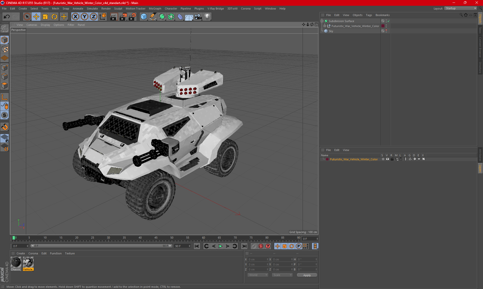 3D model Futuristic War Vehicle Winter Color