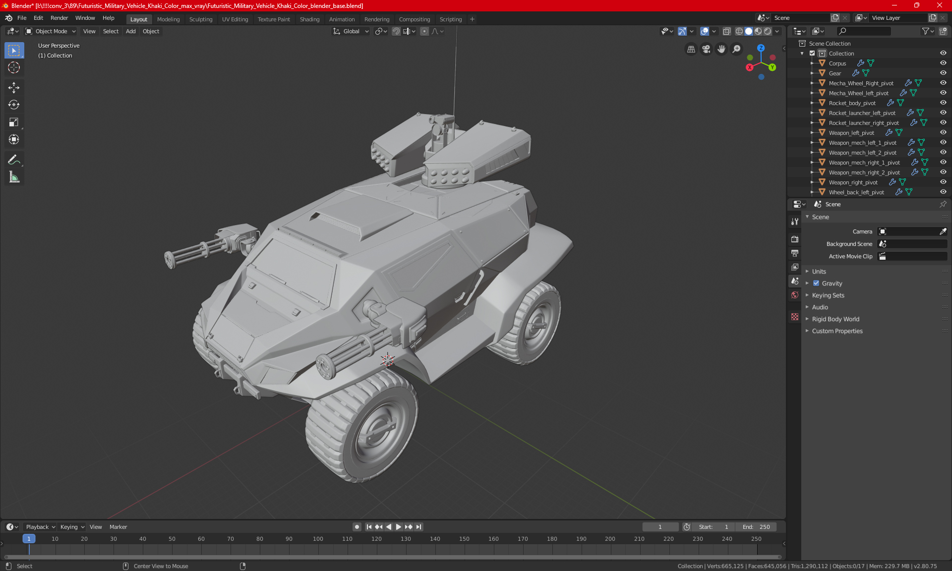 3D model Futuristic War Vehicle Winter Color