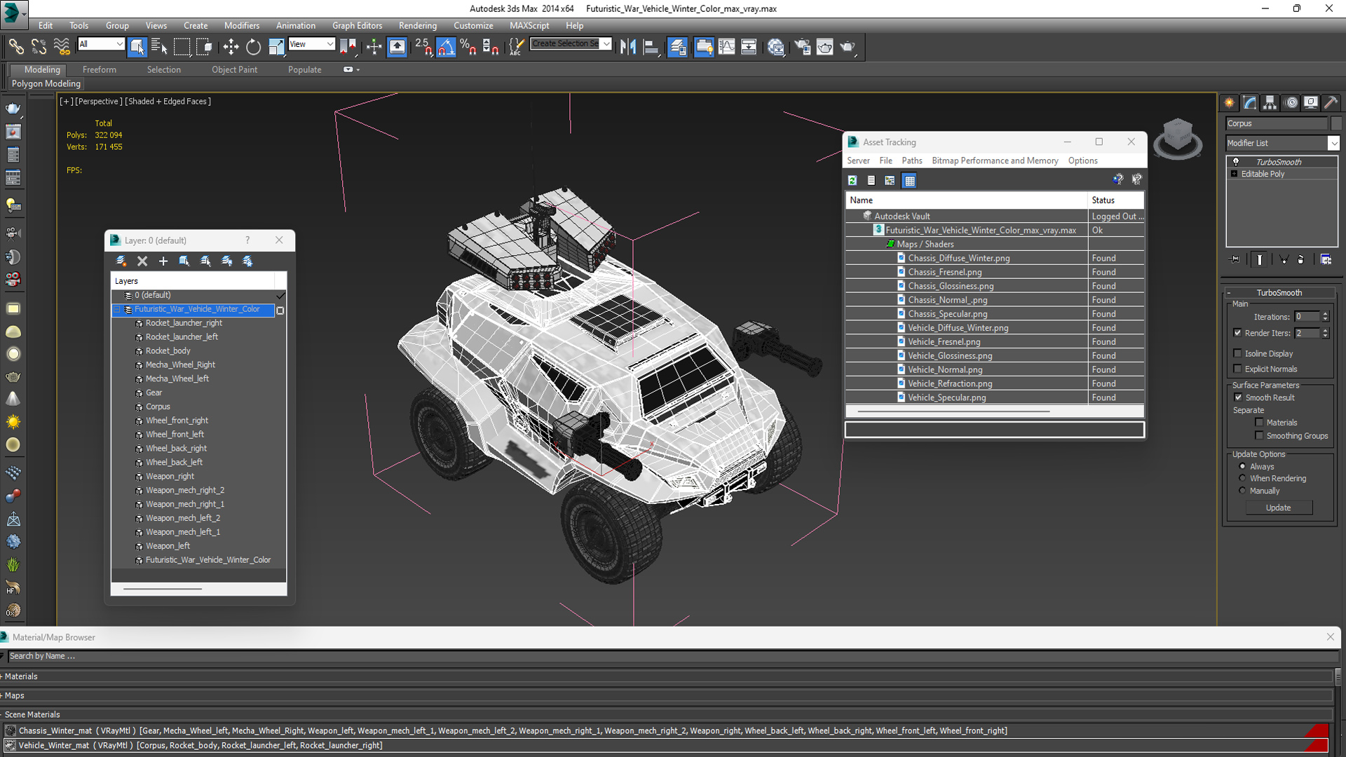 3D model Futuristic War Vehicle Winter Color