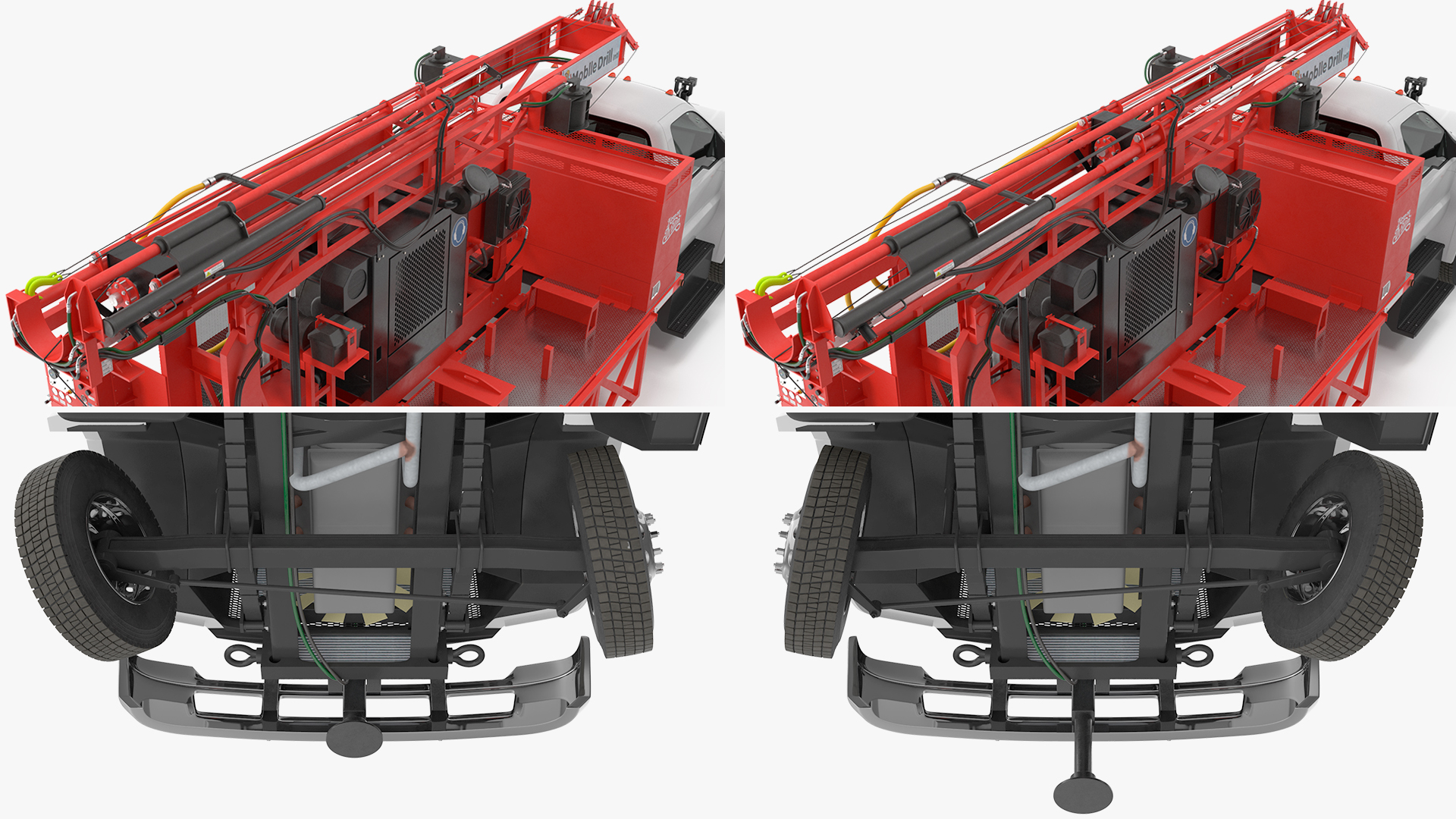 3D Mobile B-51 Drill Rig Truck Red Rigged model