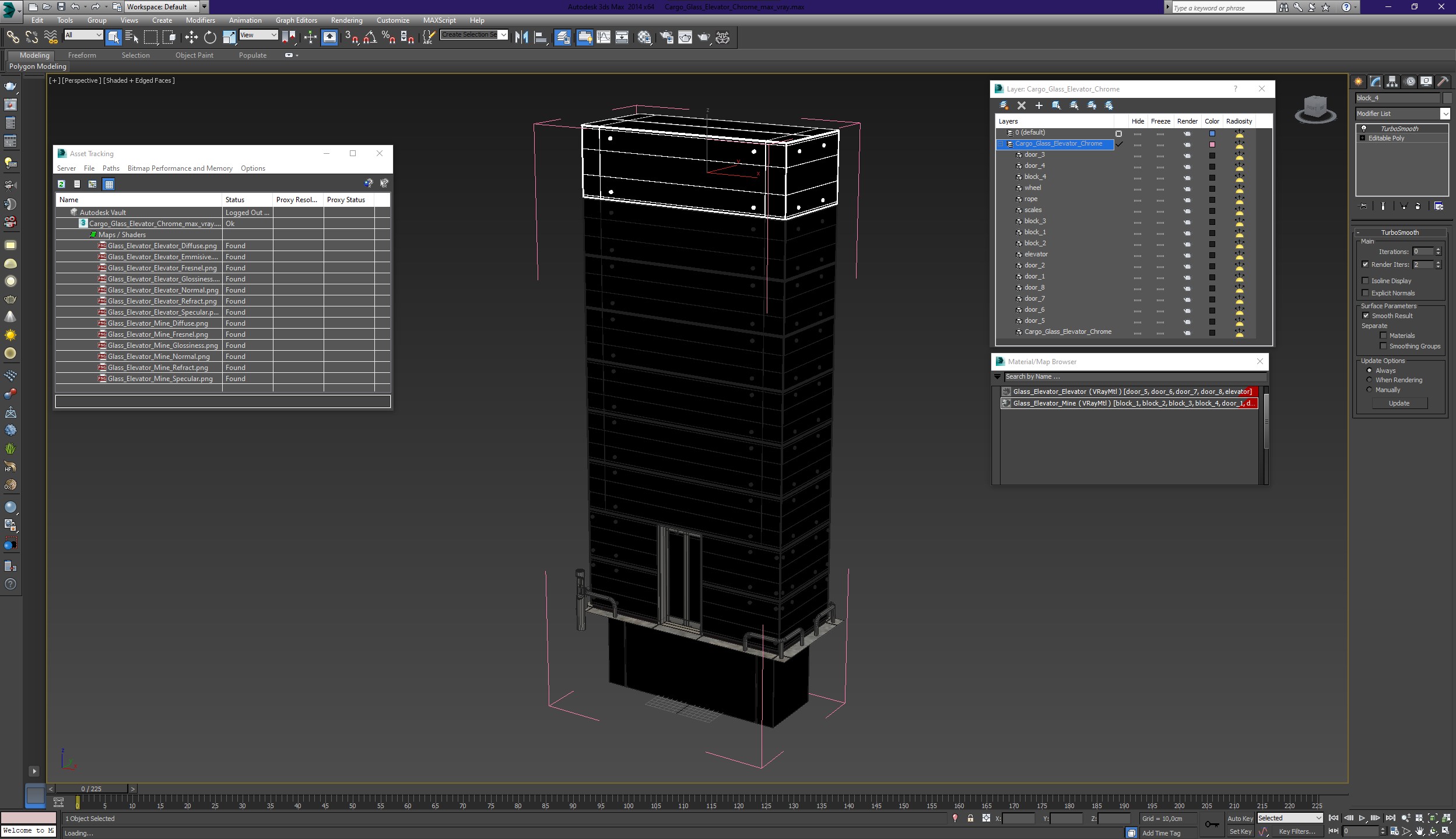 Cargo Glass Elevator Chrome 3D
