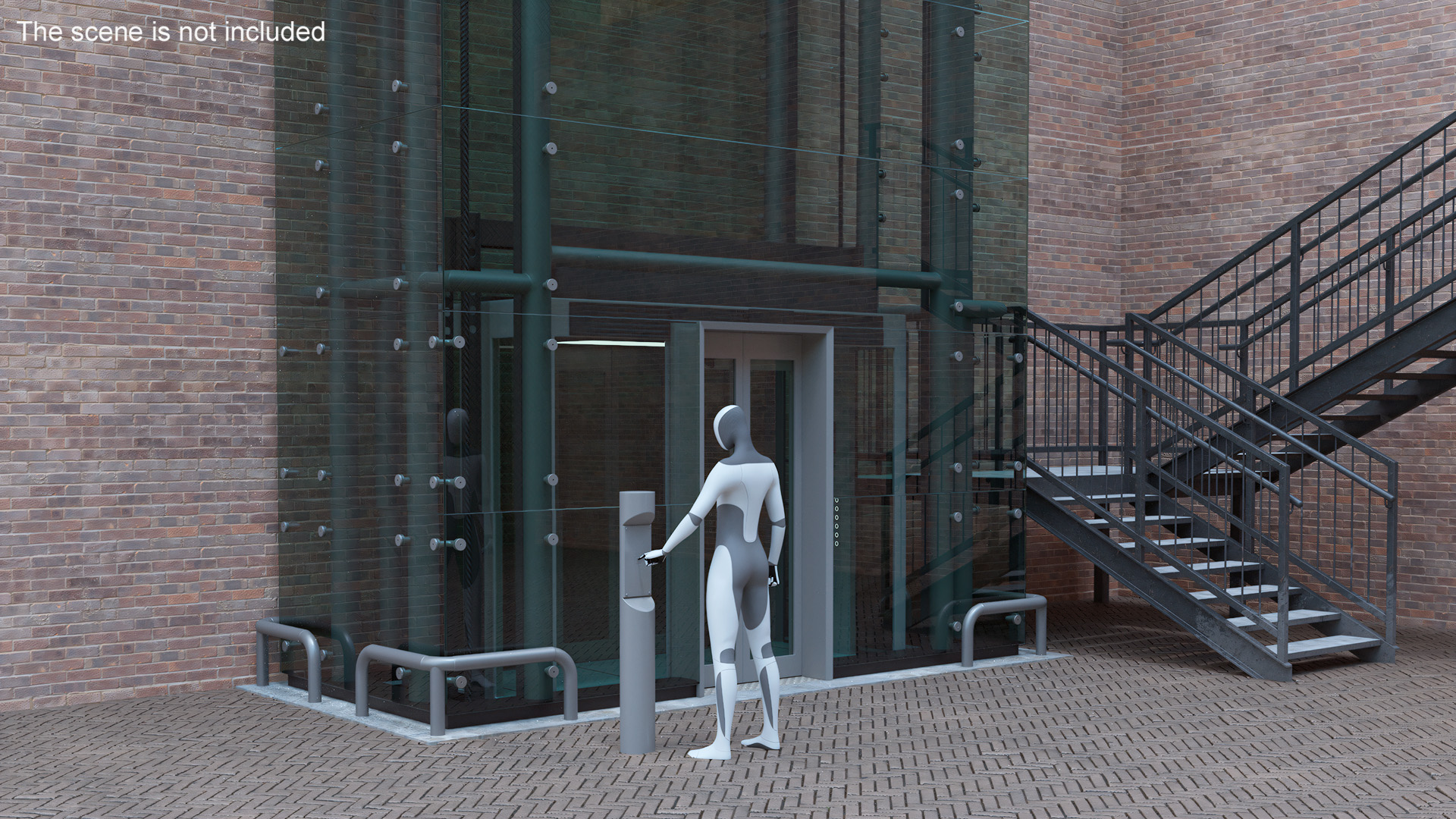 Cargo Glass Elevator Chrome 3D