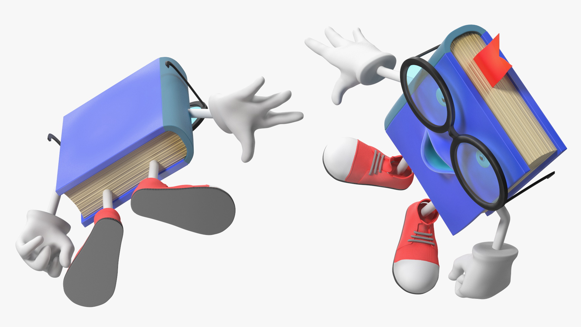 3D Cartoon Blue Book Character Standing Pose