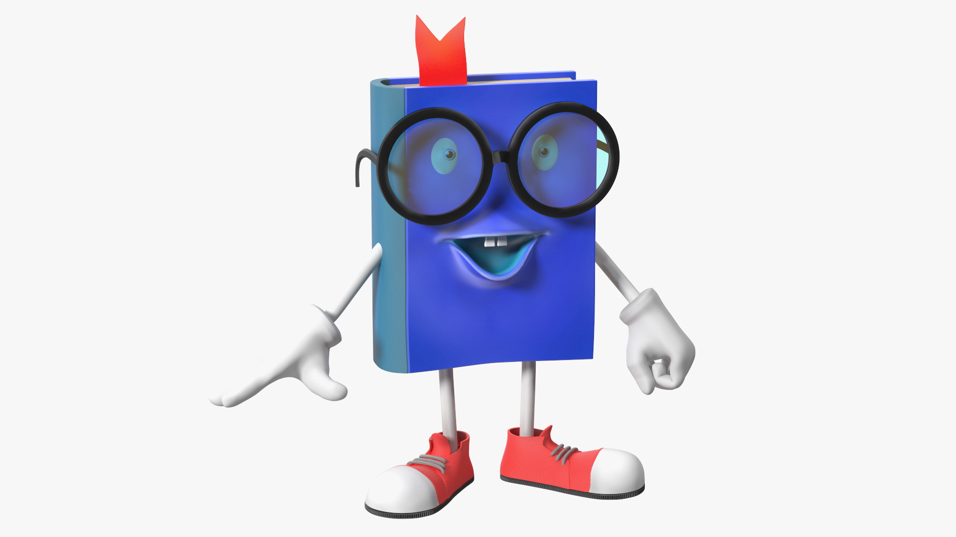 3D Cartoon Blue Book Character Standing Pose
