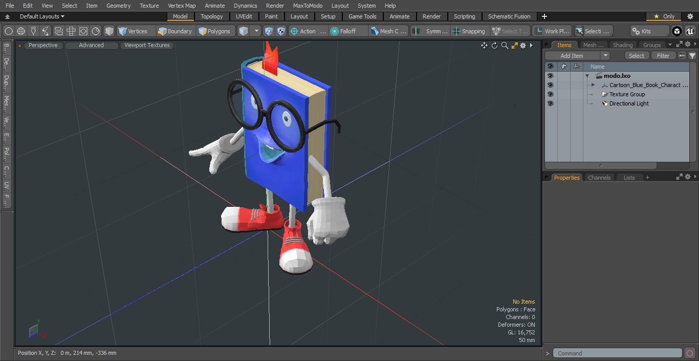 3D Cartoon Blue Book Character Standing Pose
