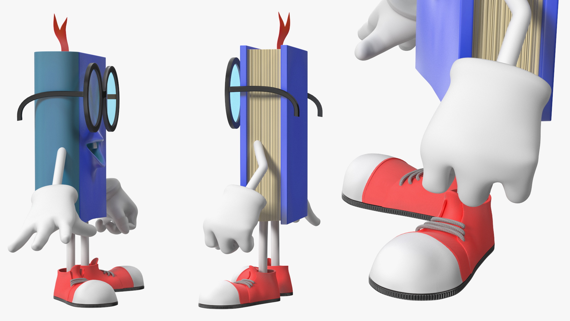 3D Cartoon Blue Book Character Standing Pose