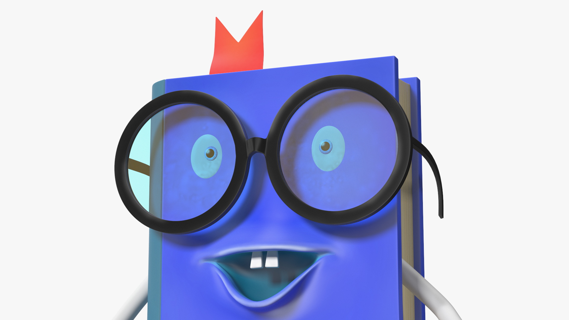 3D Cartoon Blue Book Character Standing Pose