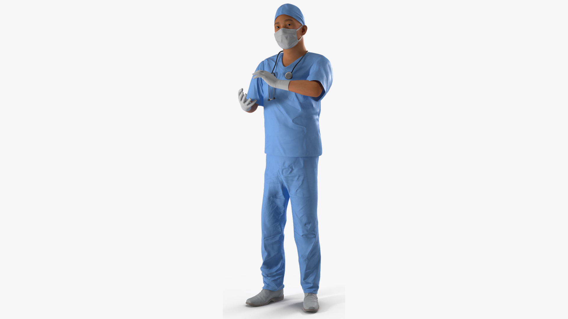 Asian Male Surgeon in Mask Rigged for Maya 3D