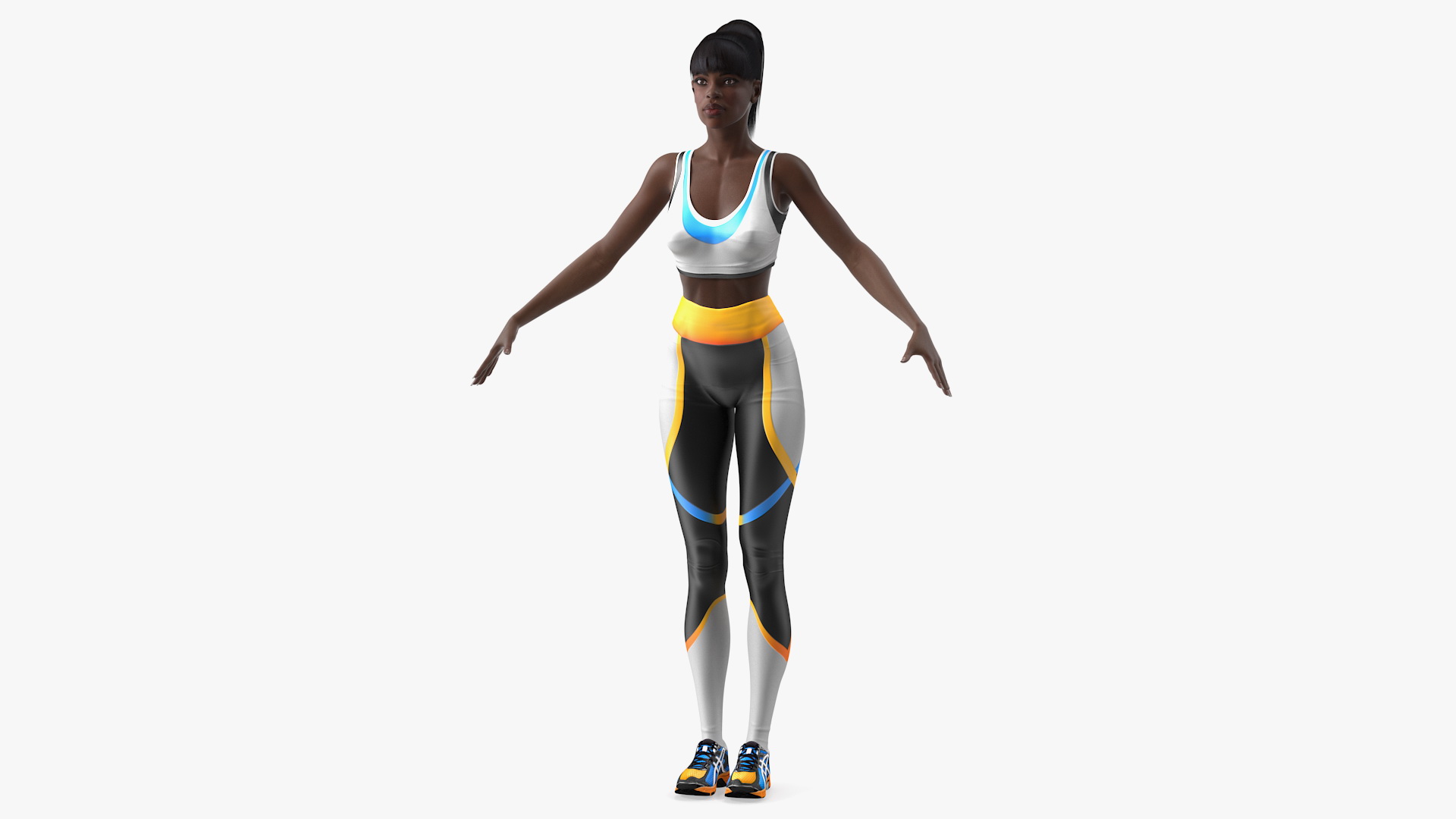 3D model Dark Skin Fitness Woman T Pose
