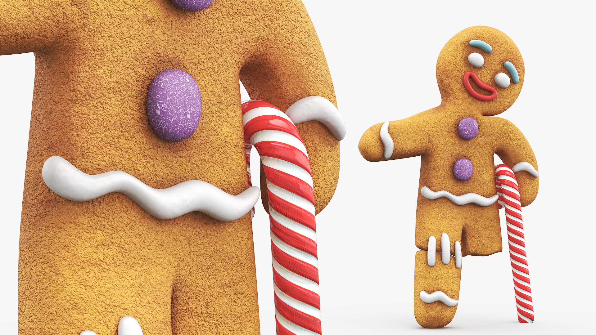 Shrek Gingy Missing Leg with Candy Cane Brown, view 4