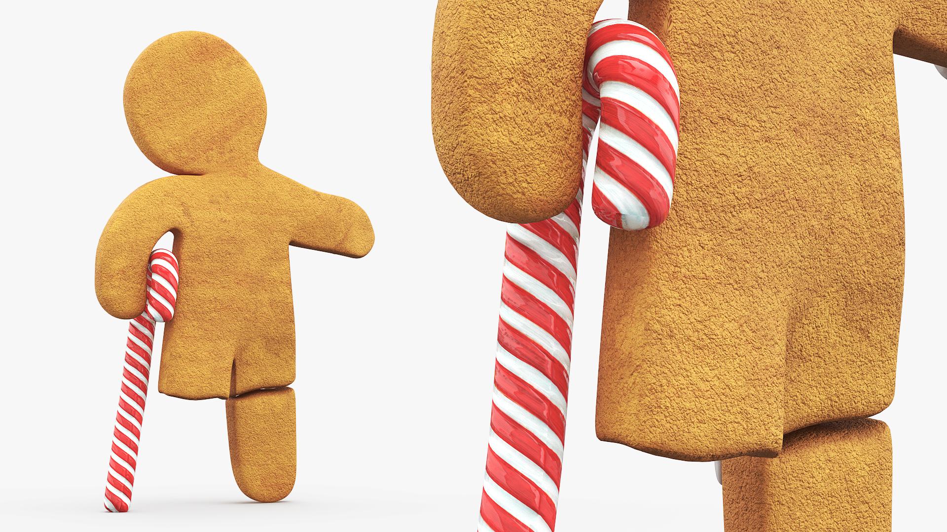 Shrek Gingy Missing Leg with Candy Cane Brown, view 3