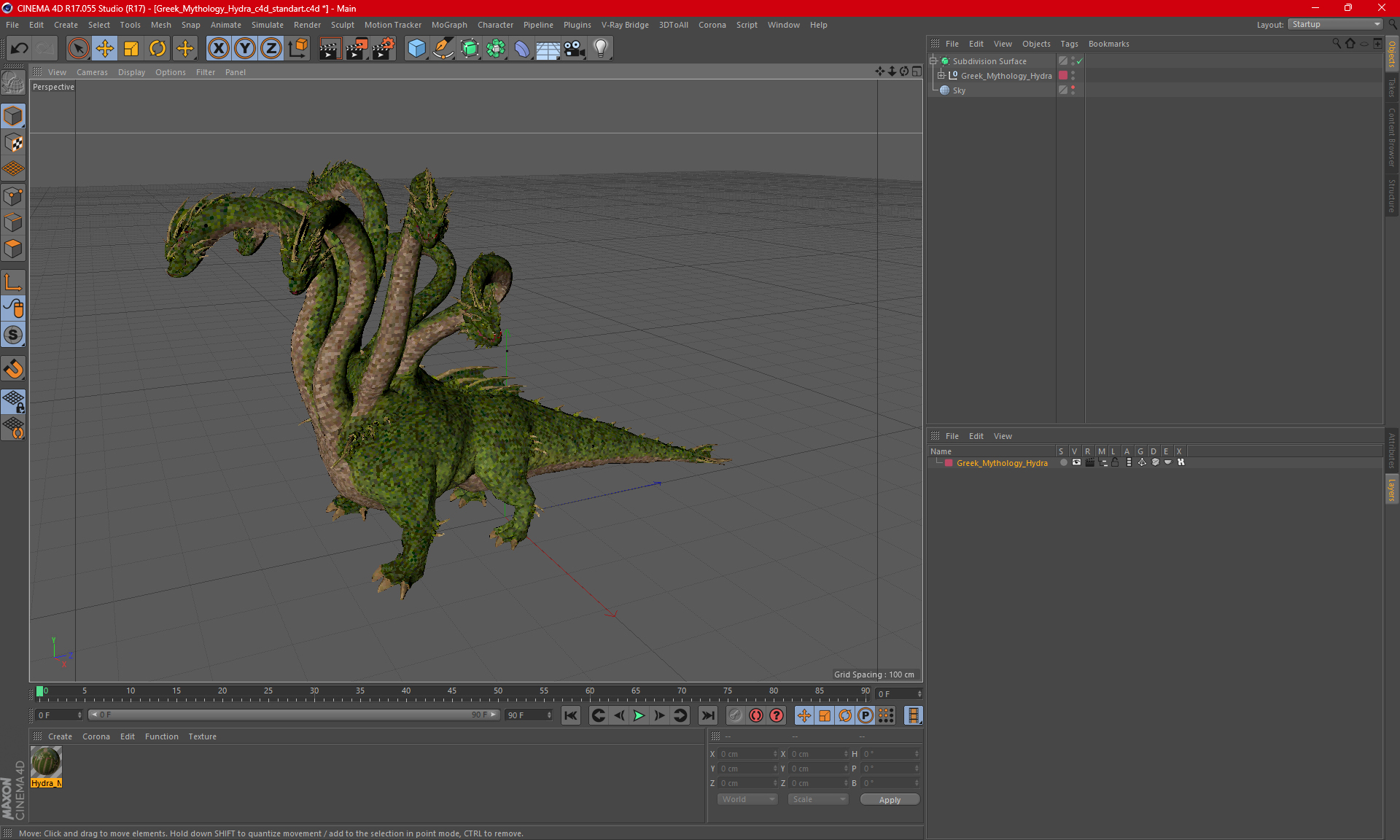 3D Greek Mythology Hydra