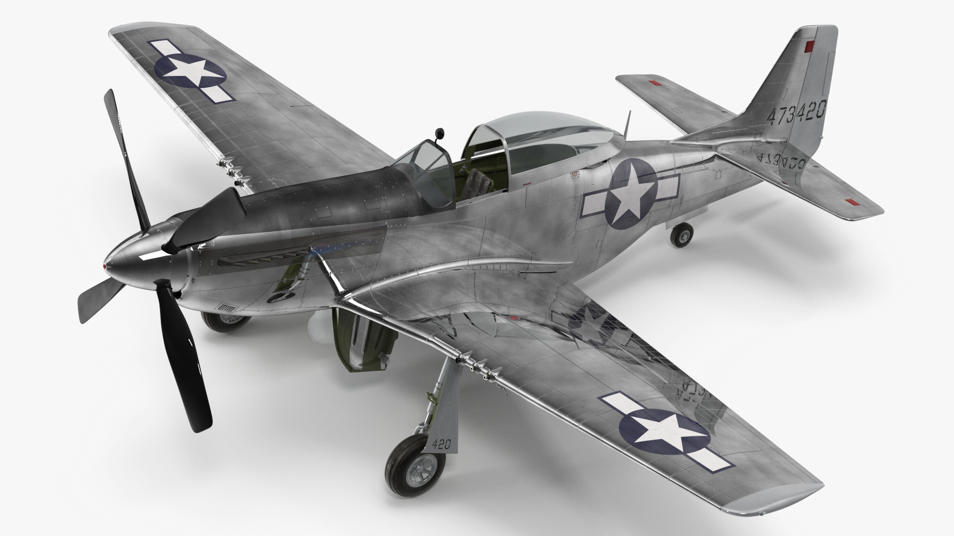 3D model North American P-51 Rigged for Cinema 4D