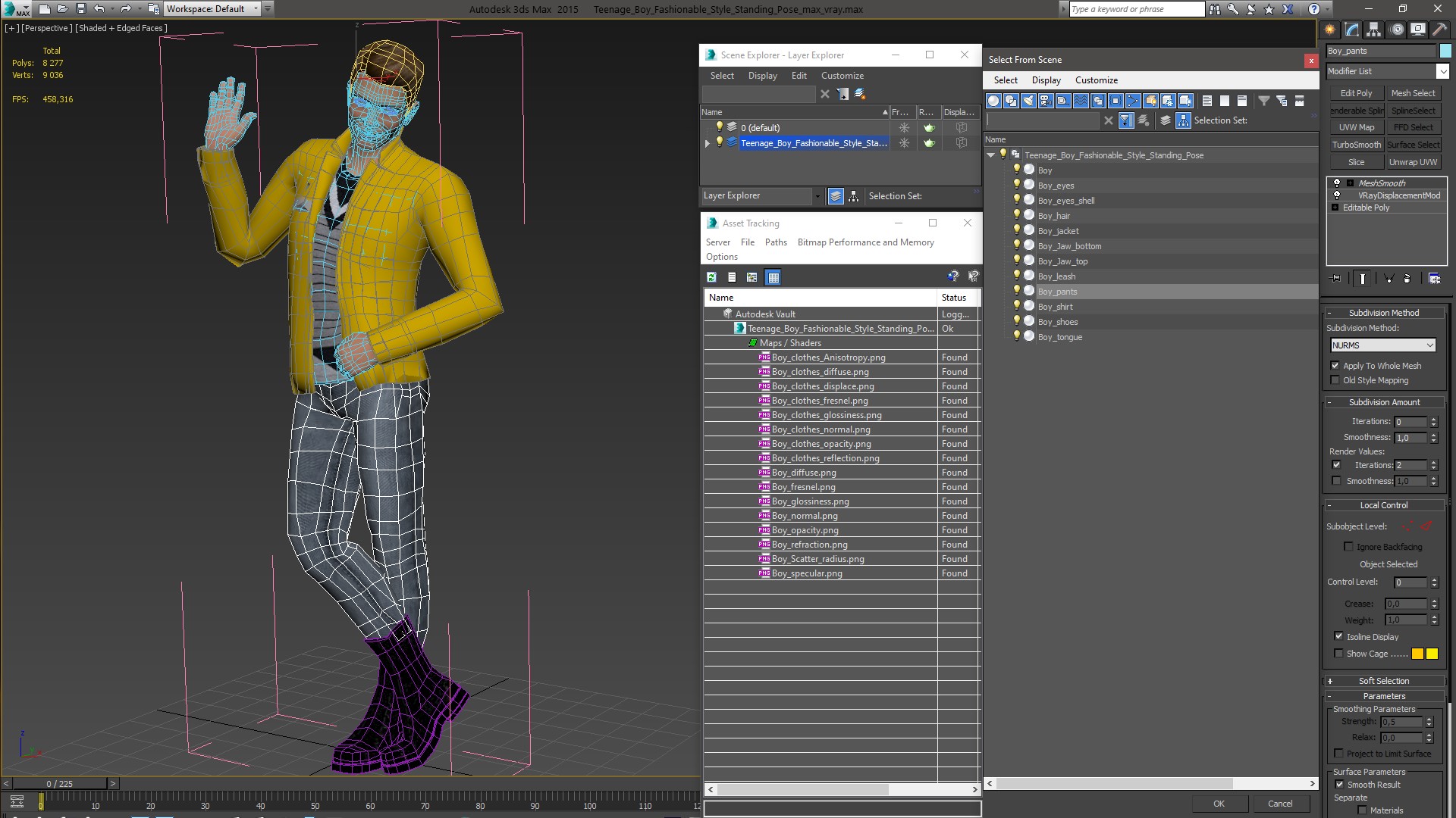 3D Teenage Boy Fashionable Style Standing Pose model