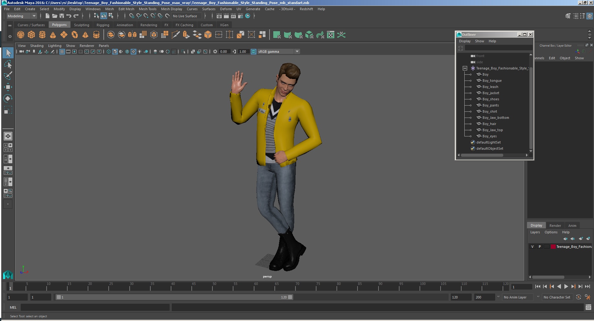 3D Teenage Boy Fashionable Style Standing Pose model