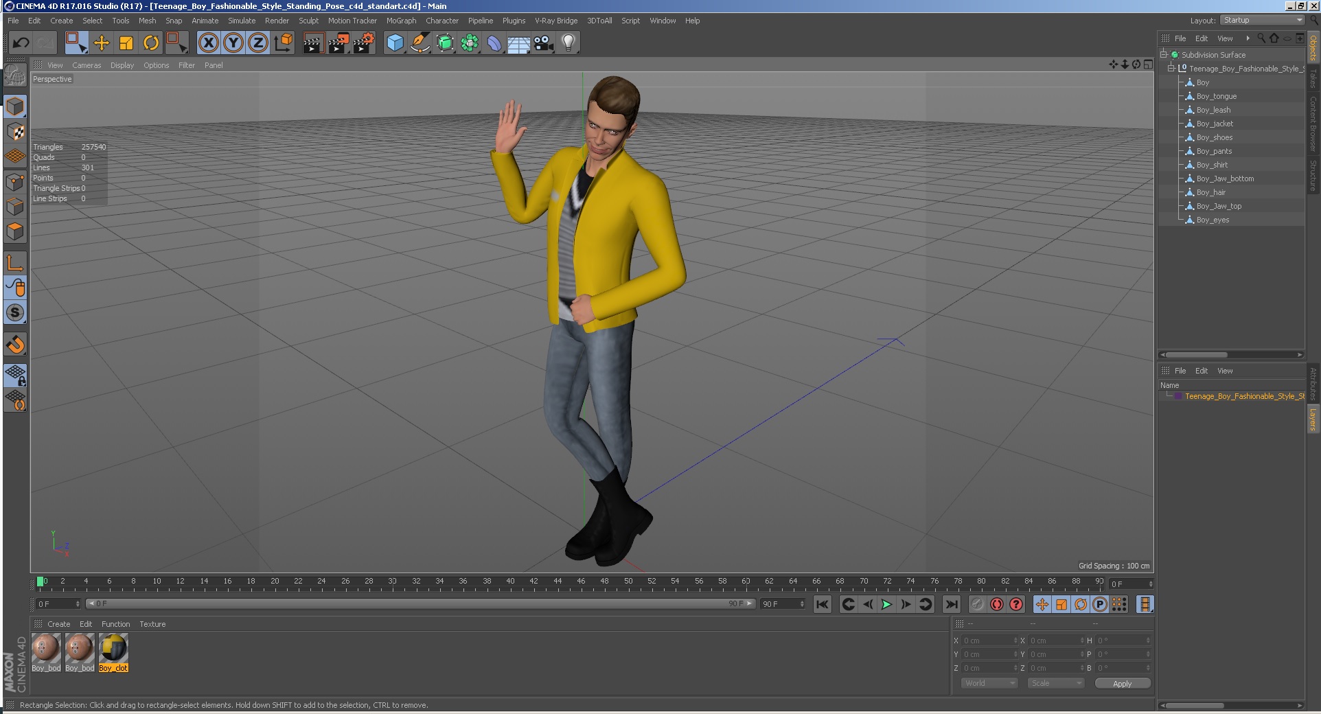 3D Teenage Boy Fashionable Style Standing Pose model
