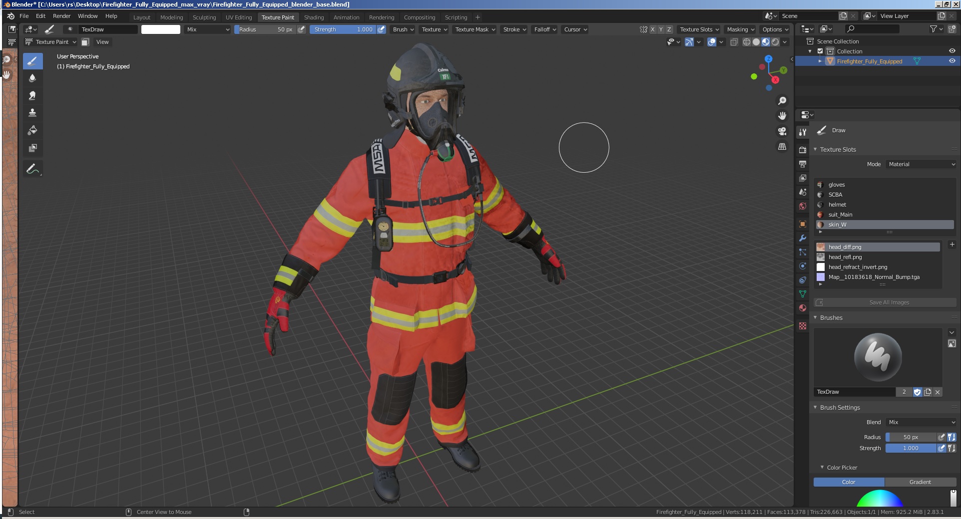 3D Firefighter Fully Equipped