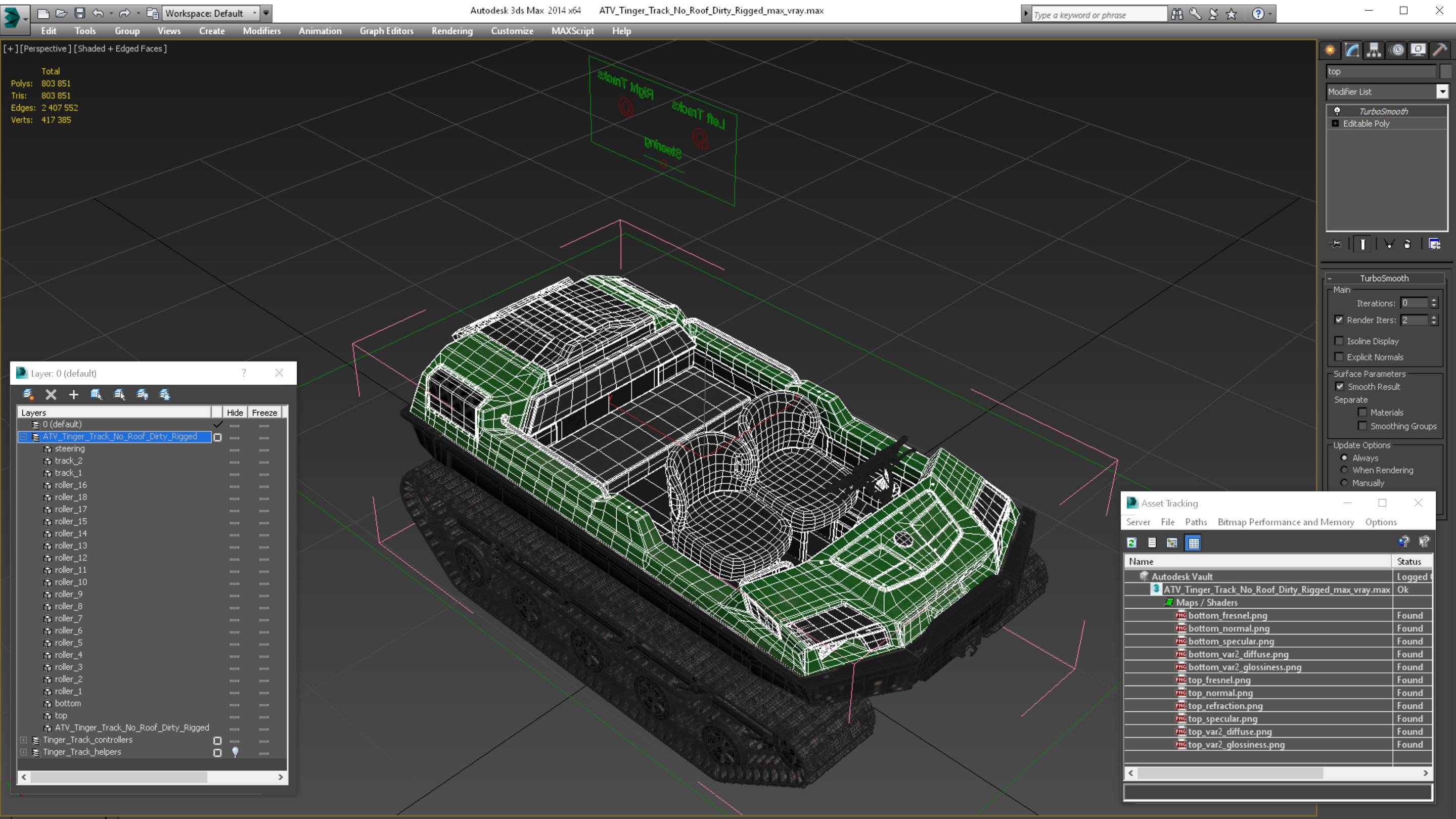 ATV Tinger Track No Roof Dirty Rigged 3D