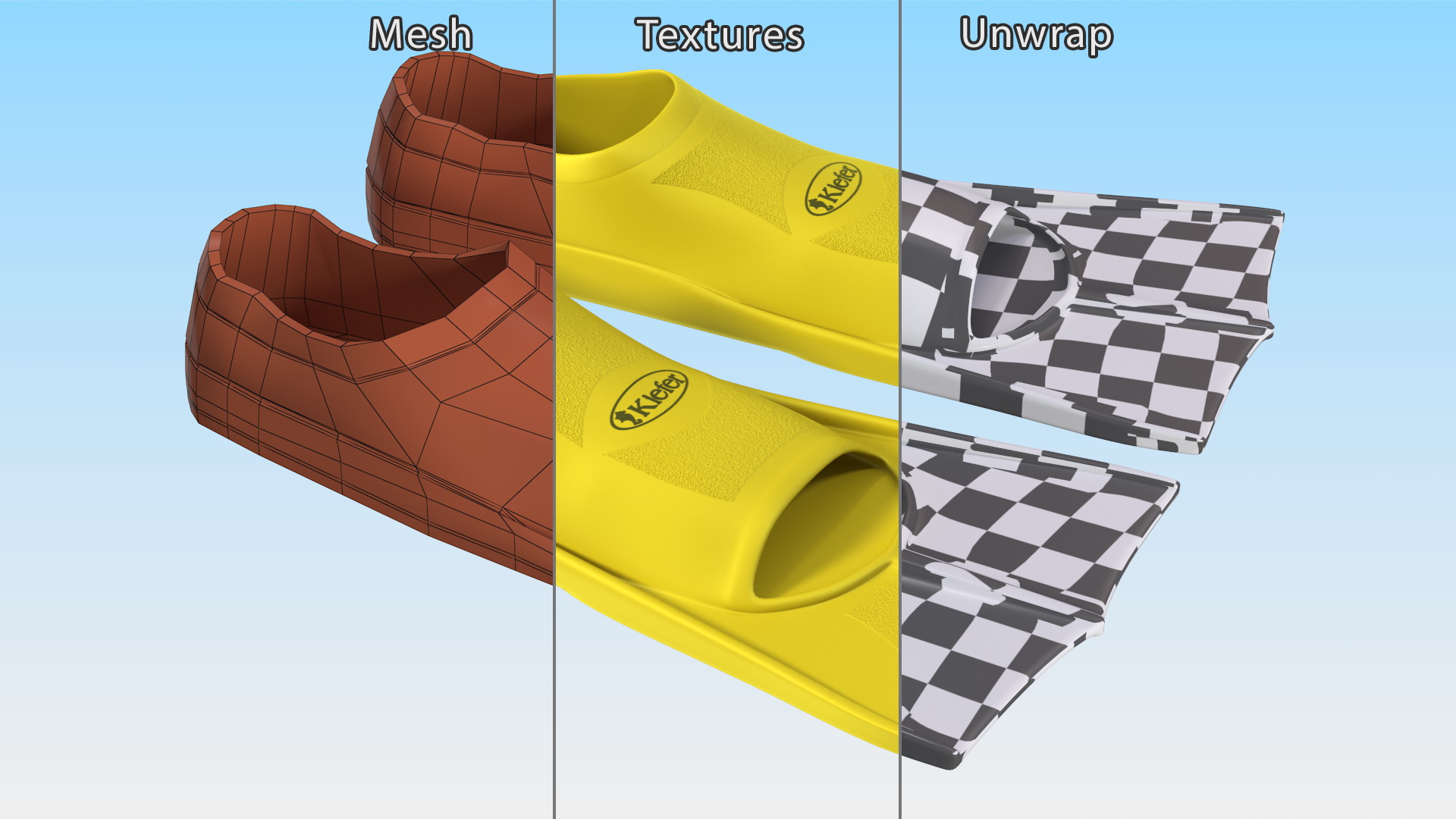 3D Klefer Short Blade Swim Fins model