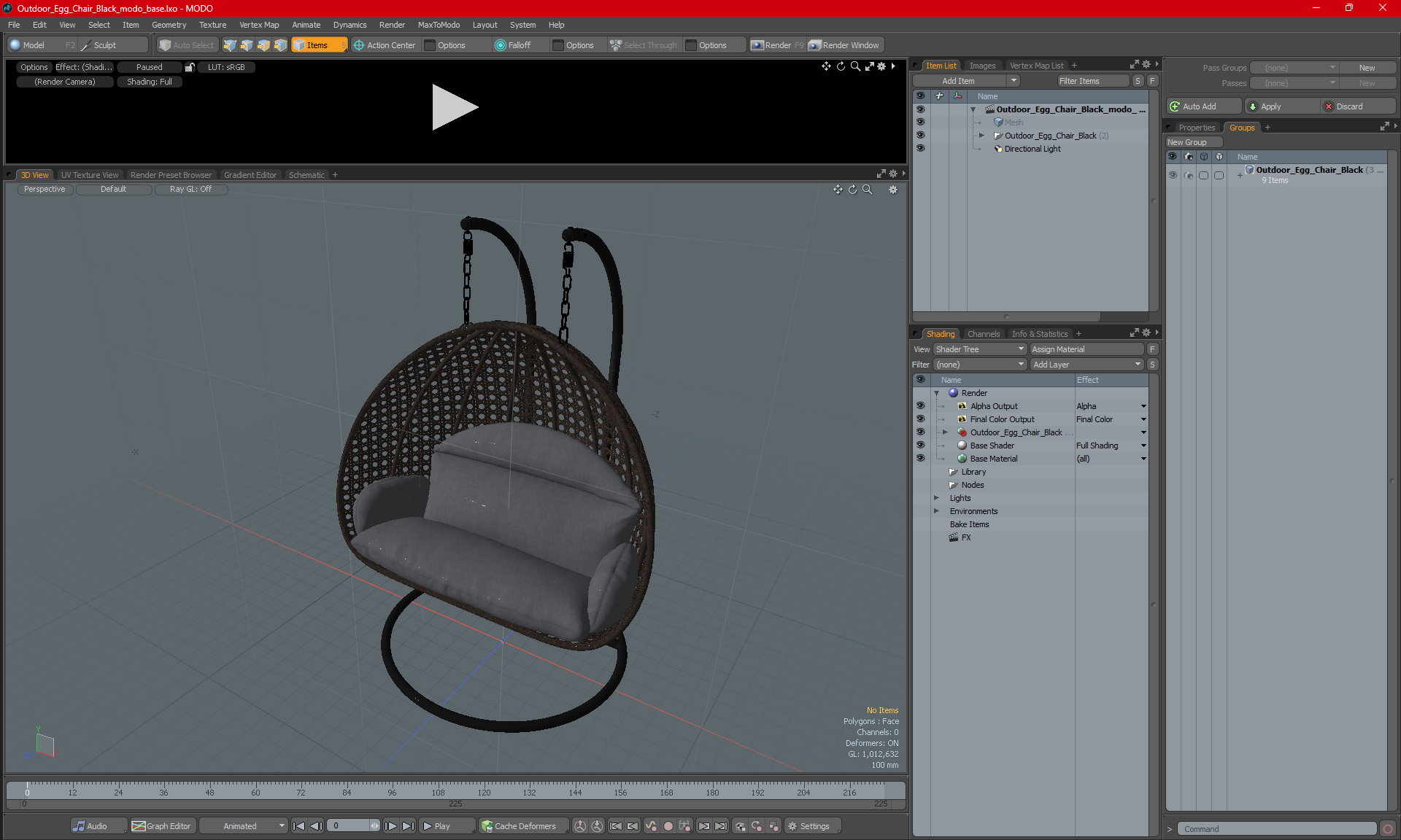 3D Outdoor Egg Chair Black model