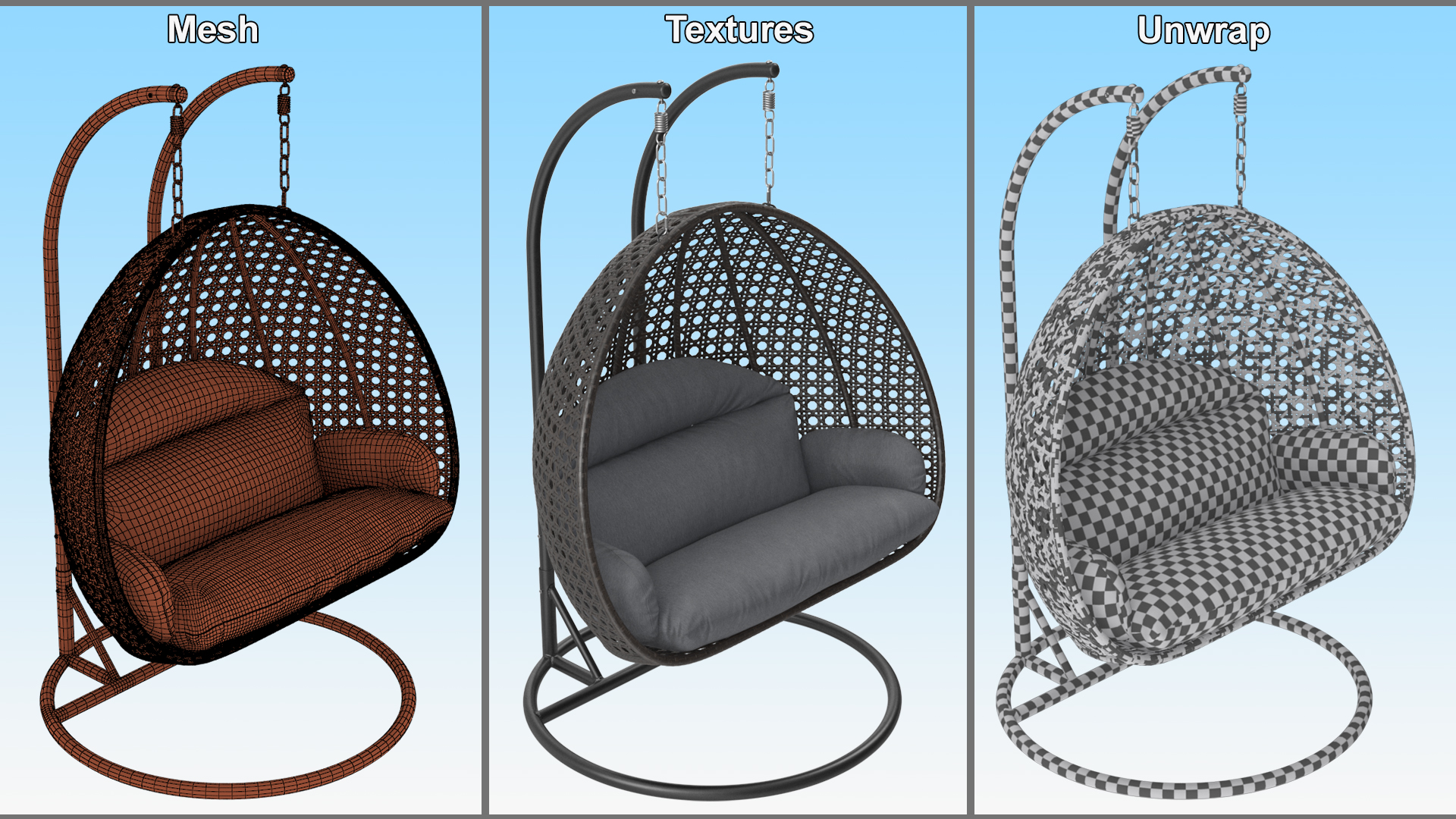 3D Outdoor Egg Chair Black model
