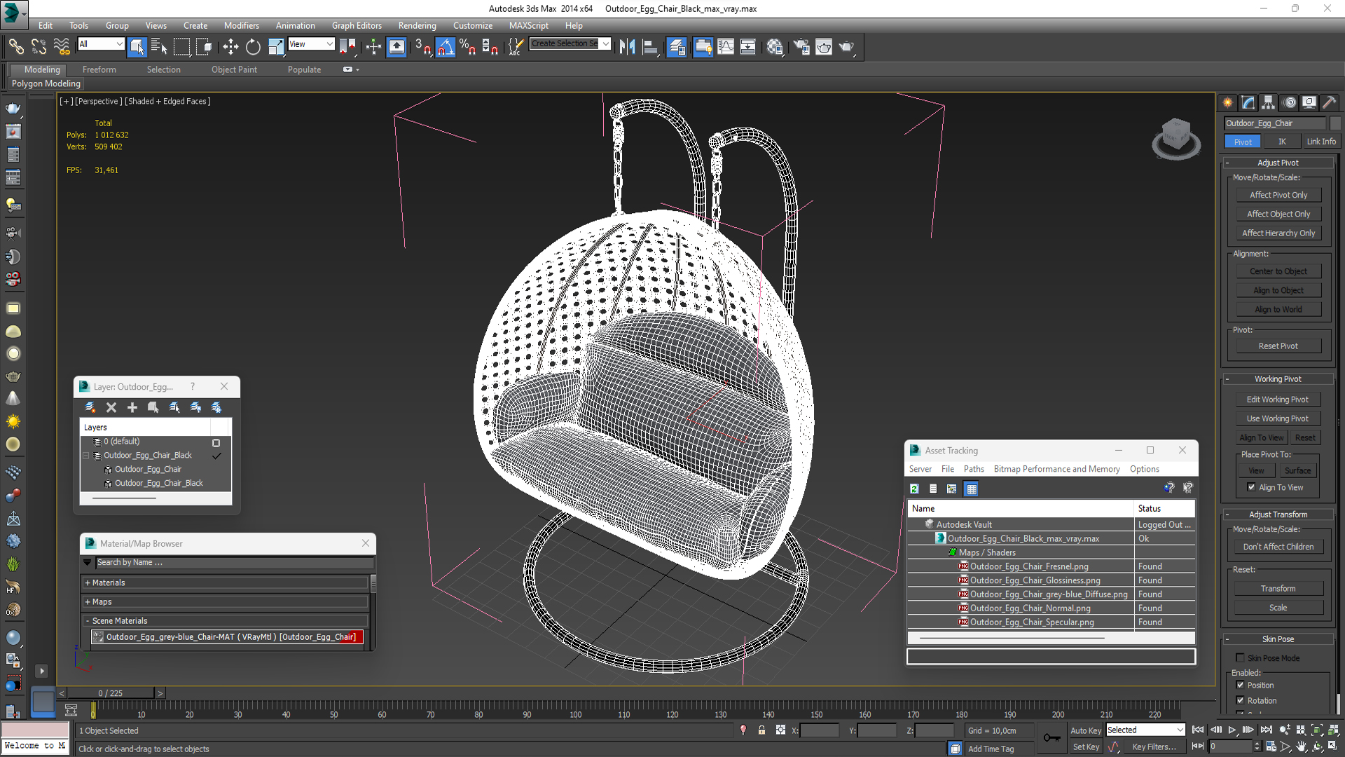 3D Outdoor Egg Chair Black model