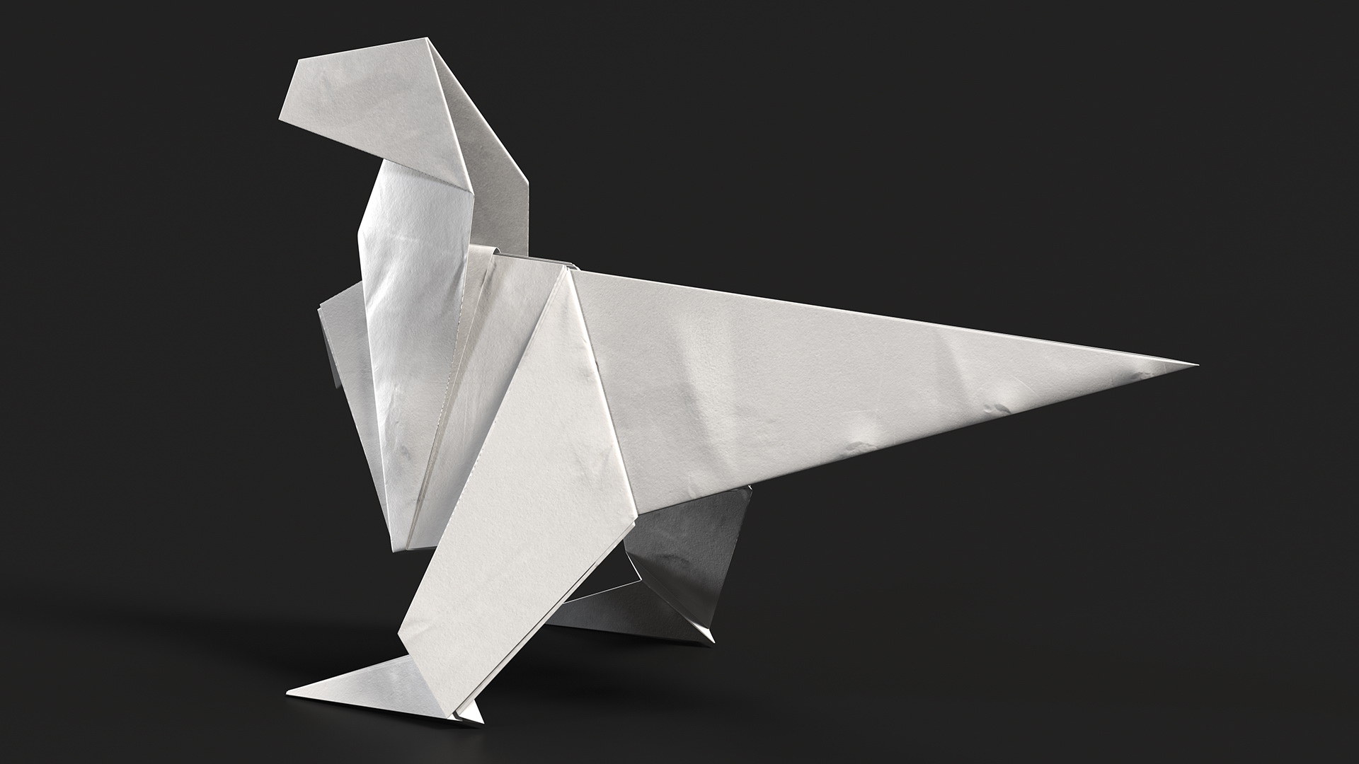 White Origami Dinosaur 3D