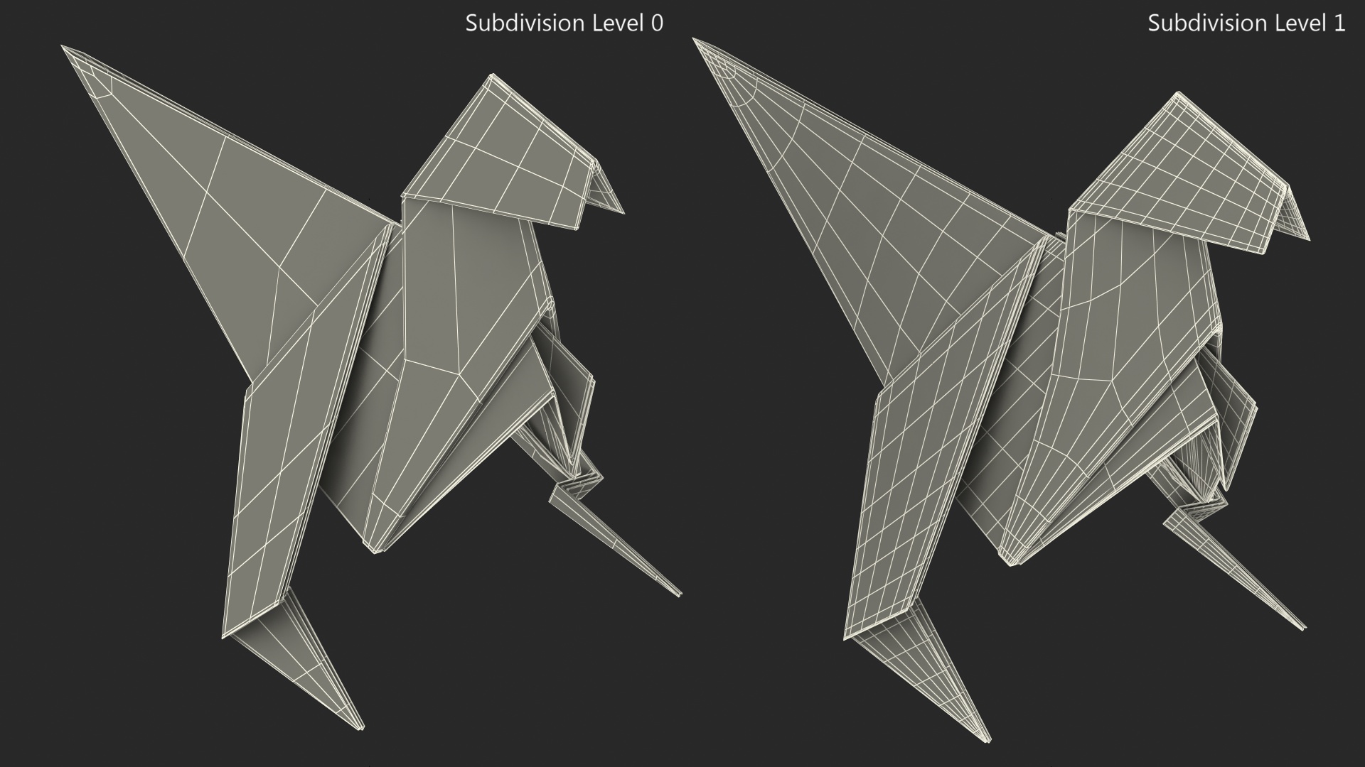 White Origami Dinosaur 3D