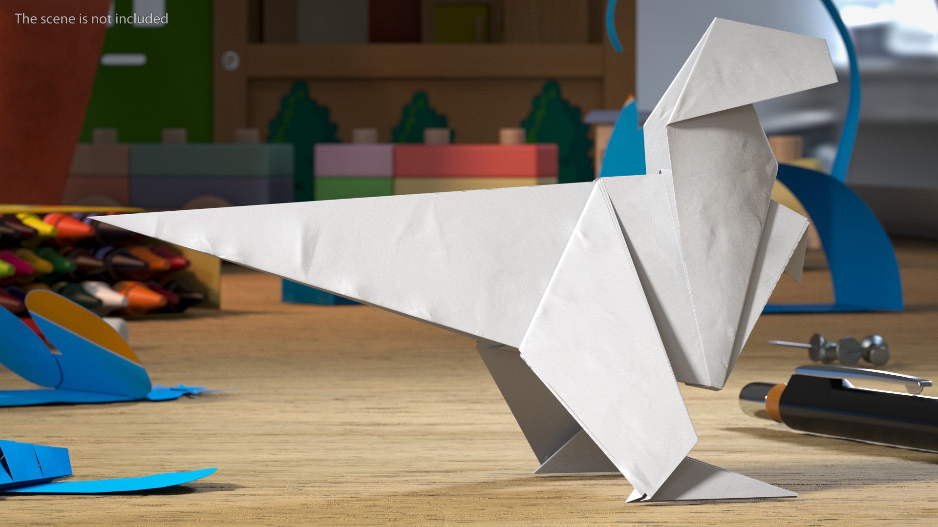White Origami Dinosaur 3D