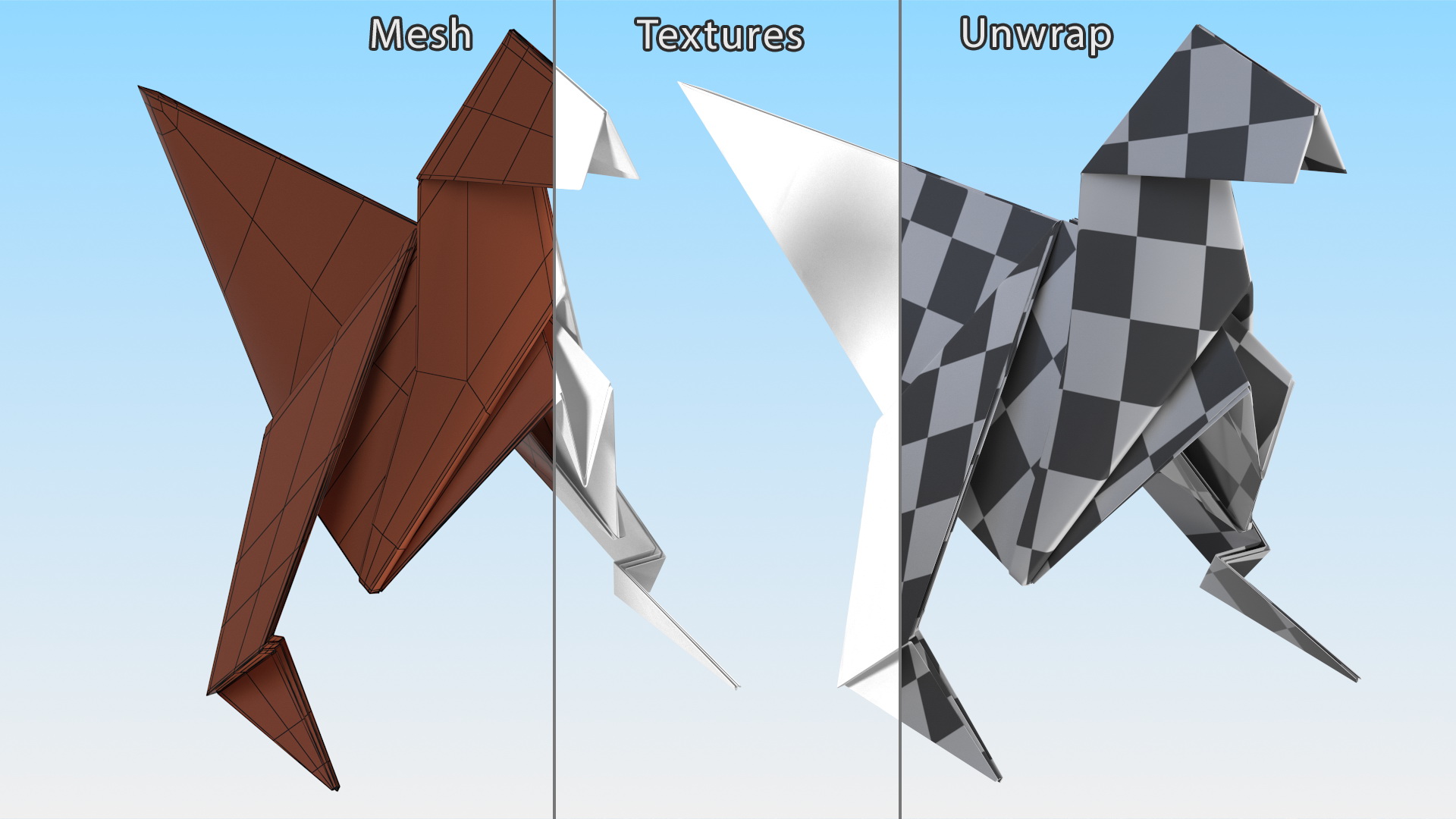 White Origami Dinosaur 3D
