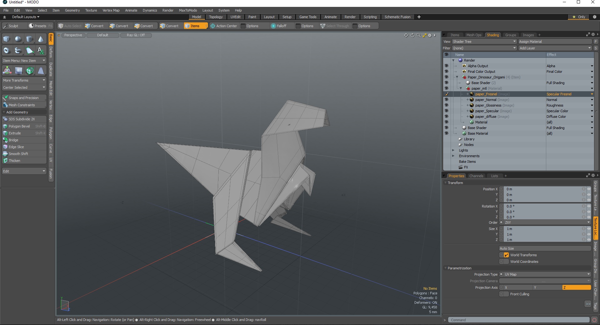 White Origami Dinosaur 3D