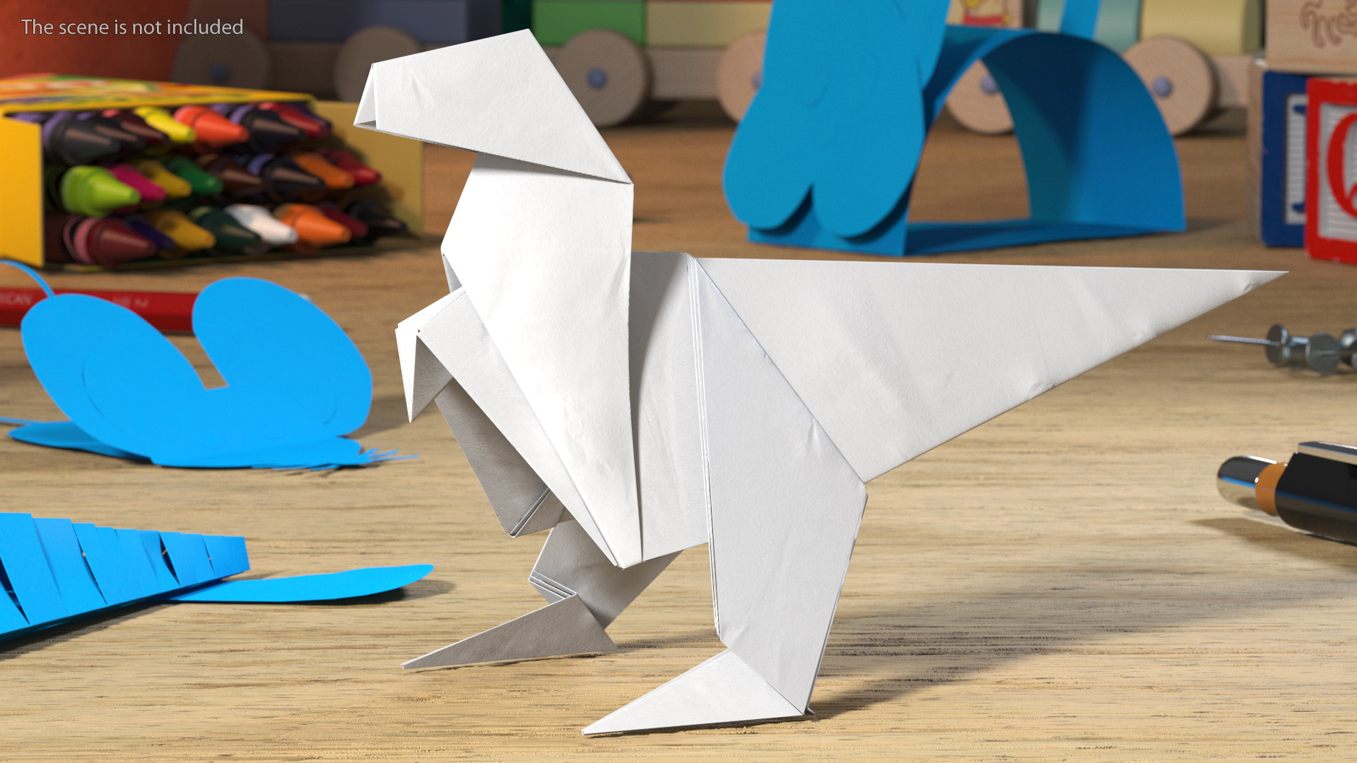 White Origami Dinosaur 3D