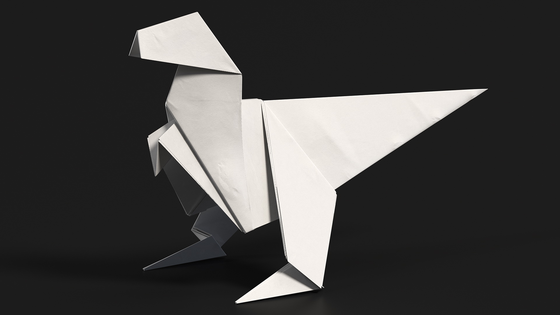White Origami Dinosaur 3D