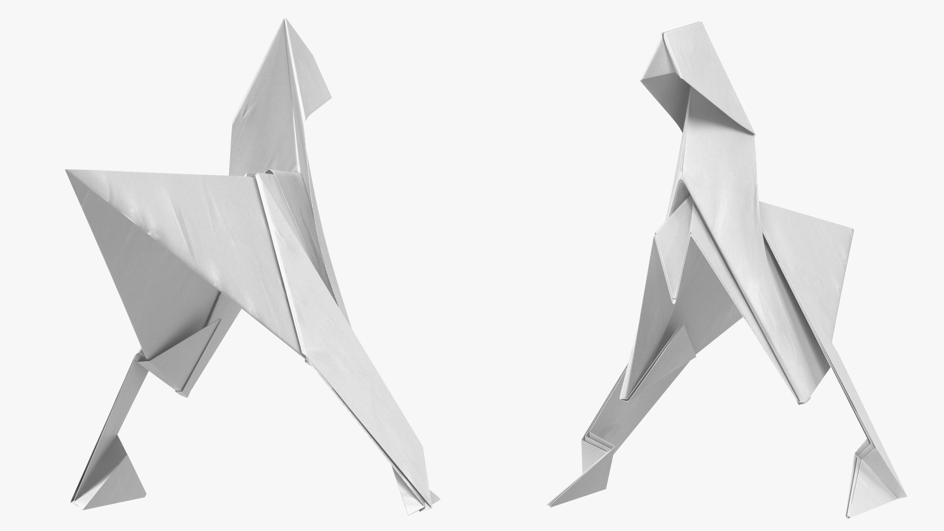 White Origami Dinosaur 3D