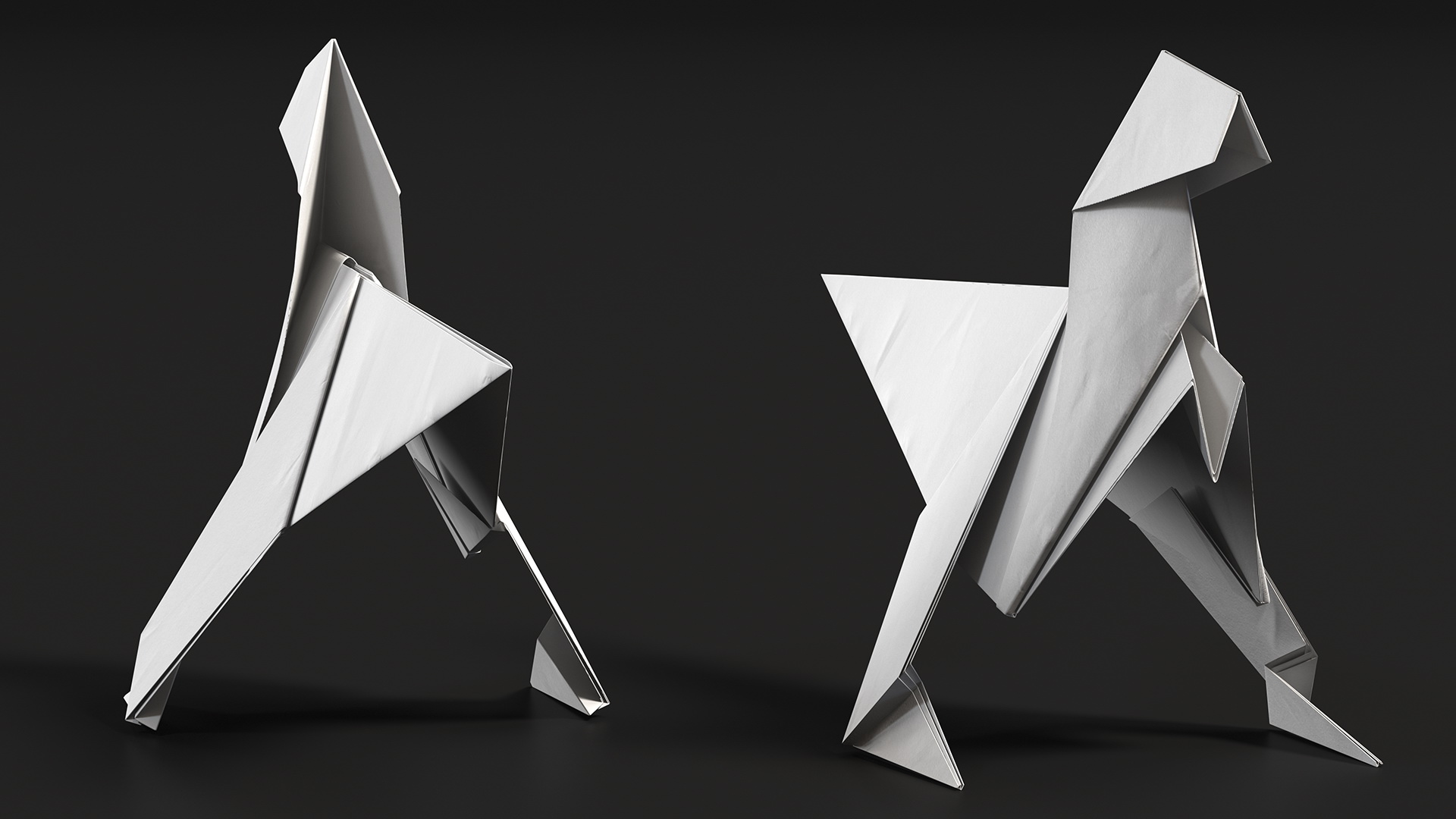 White Origami Dinosaur 3D