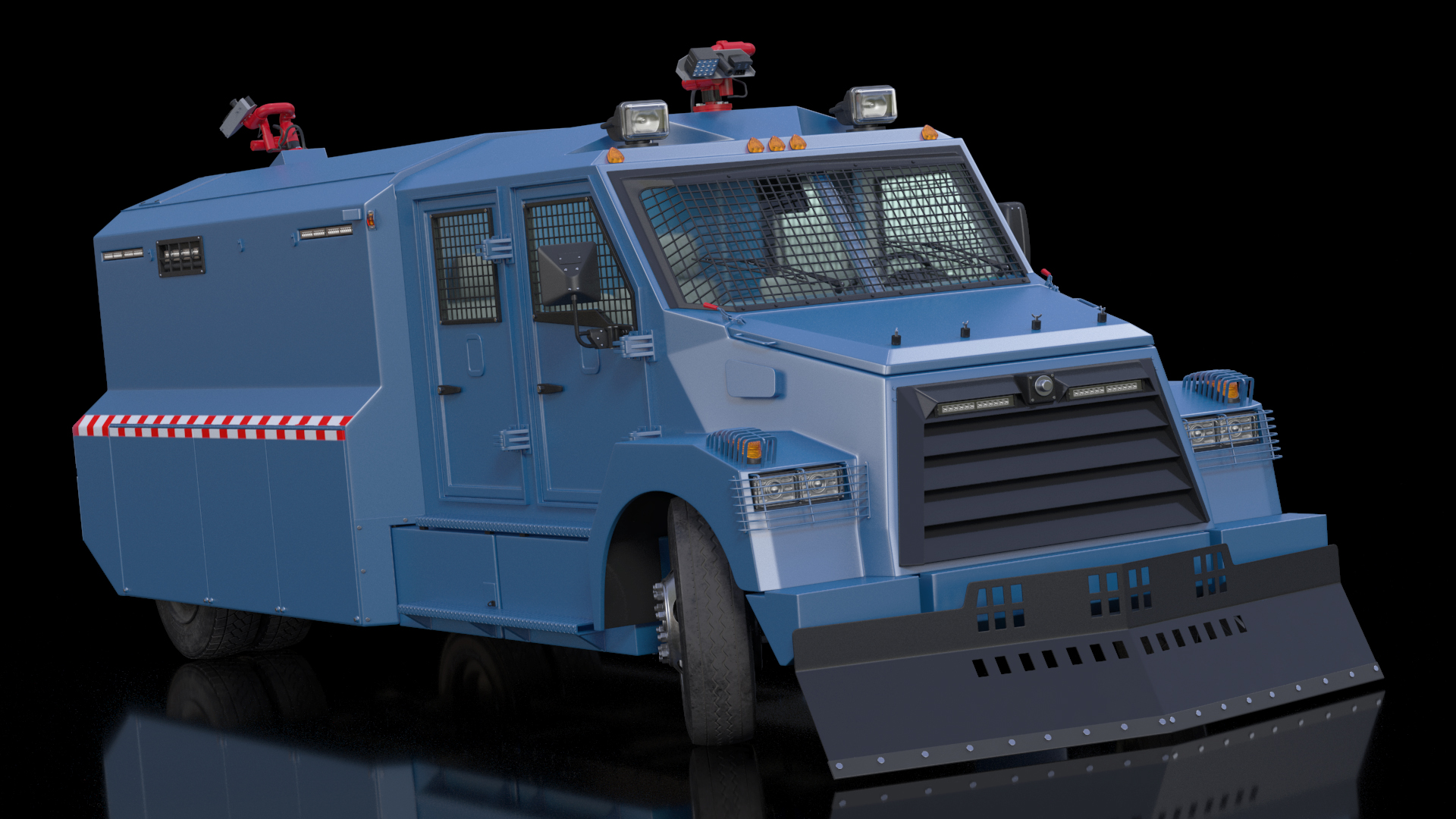 Anti Riot Vehicle Blue Rigged 3D model