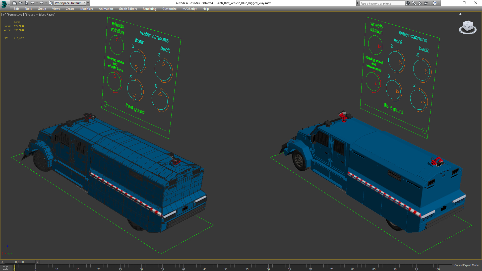 Anti Riot Vehicle Blue Rigged 3D model