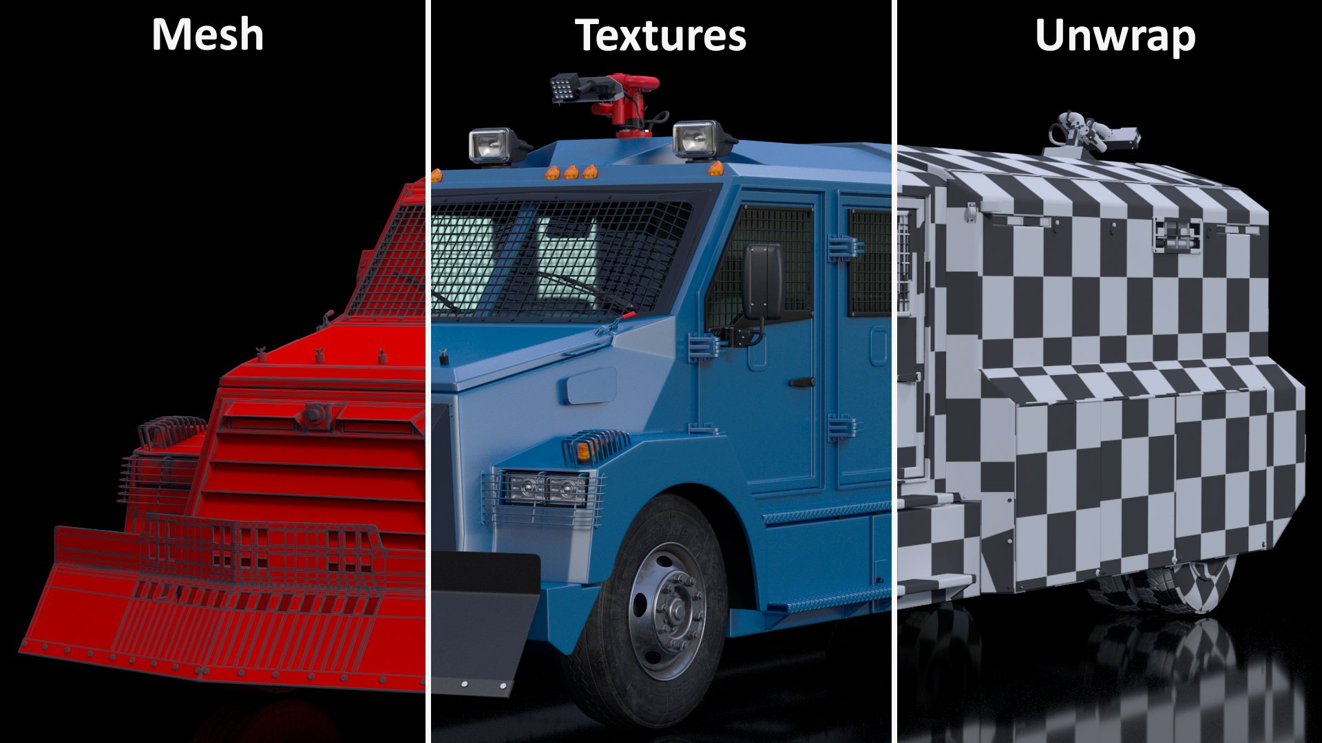 Anti Riot Vehicle Blue Rigged 3D model