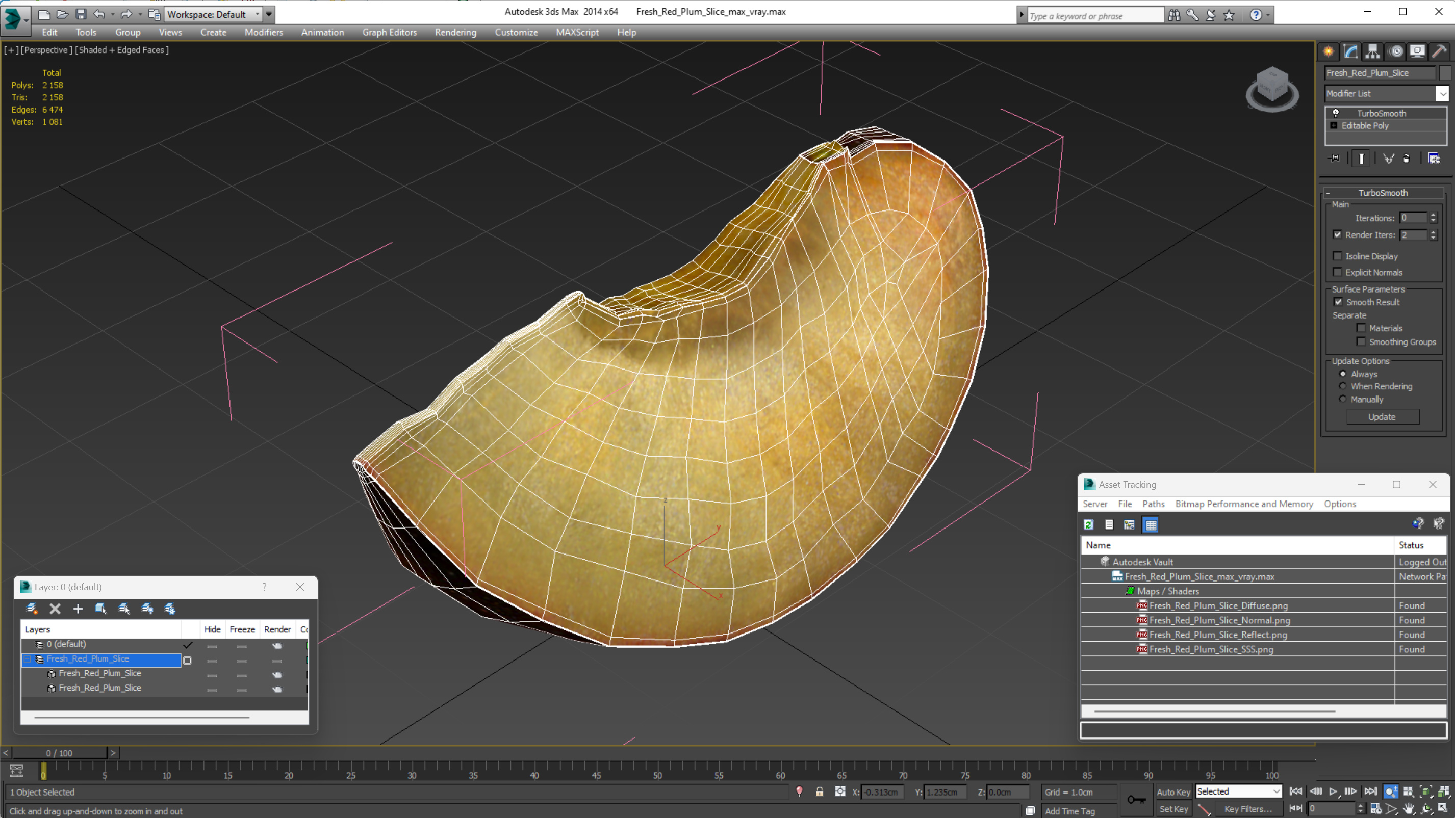 3D model Fresh Red Plum Slice
