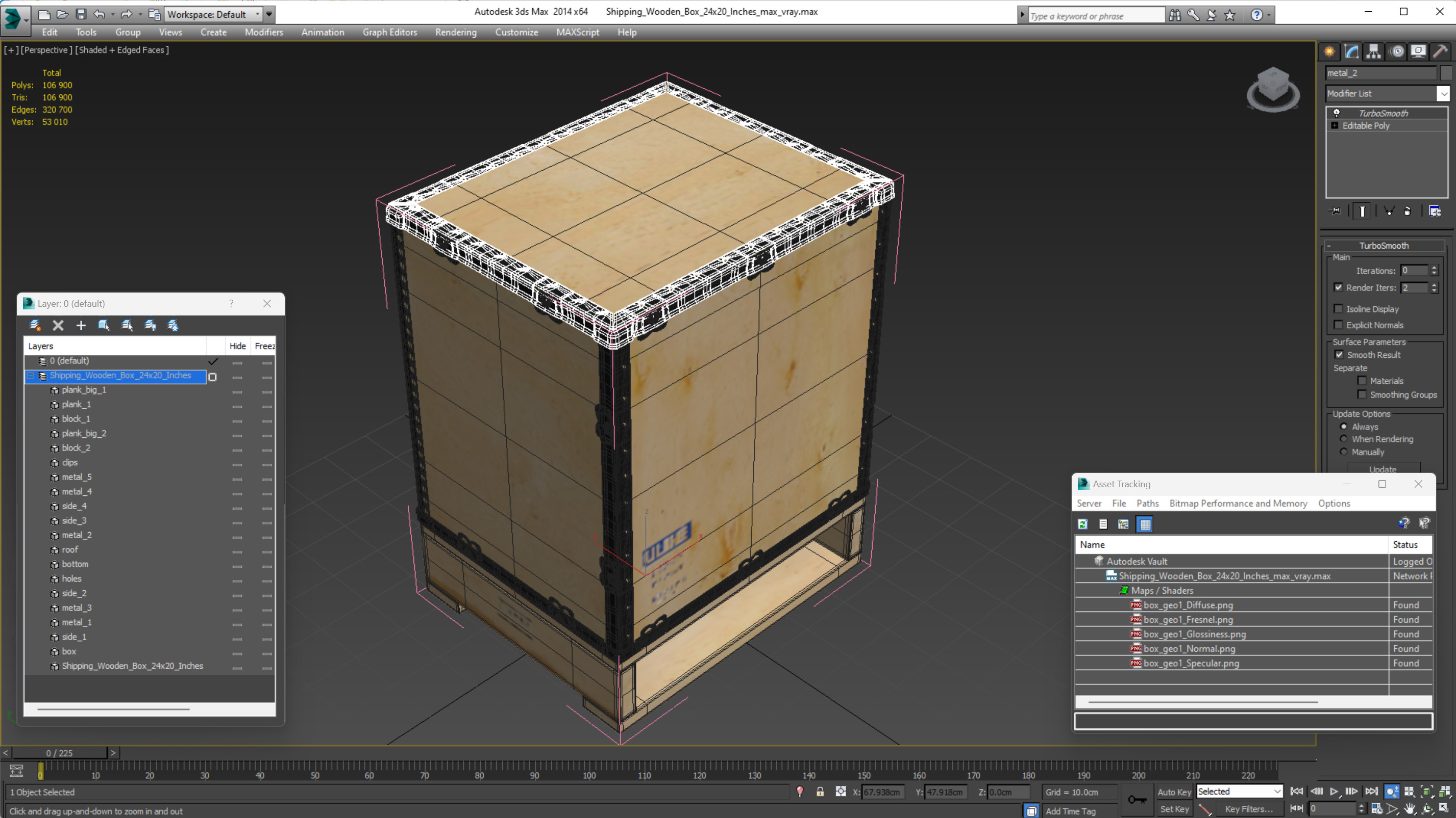 Shipping Wooden Box 24x20 Inches 3D