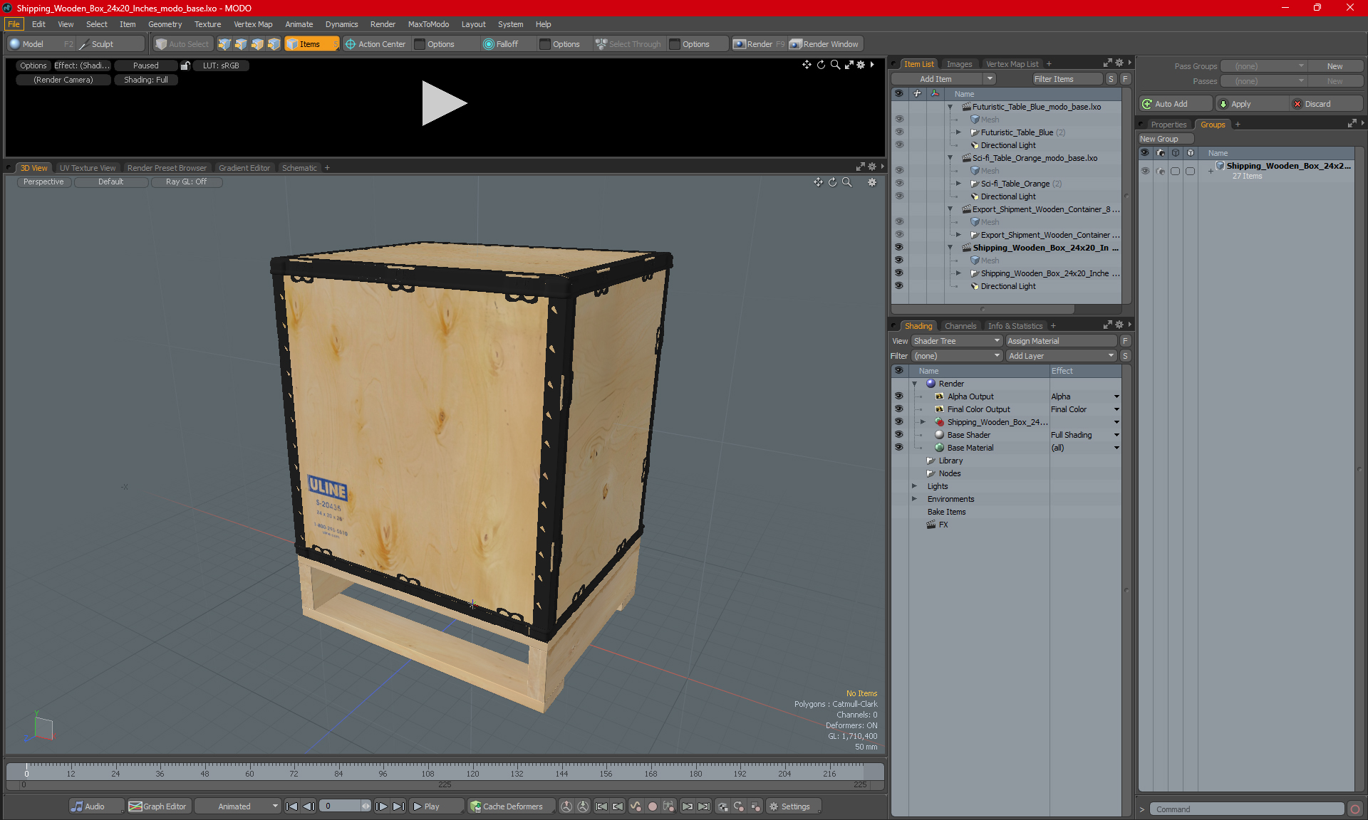 Shipping Wooden Box 24x20 Inches 3D