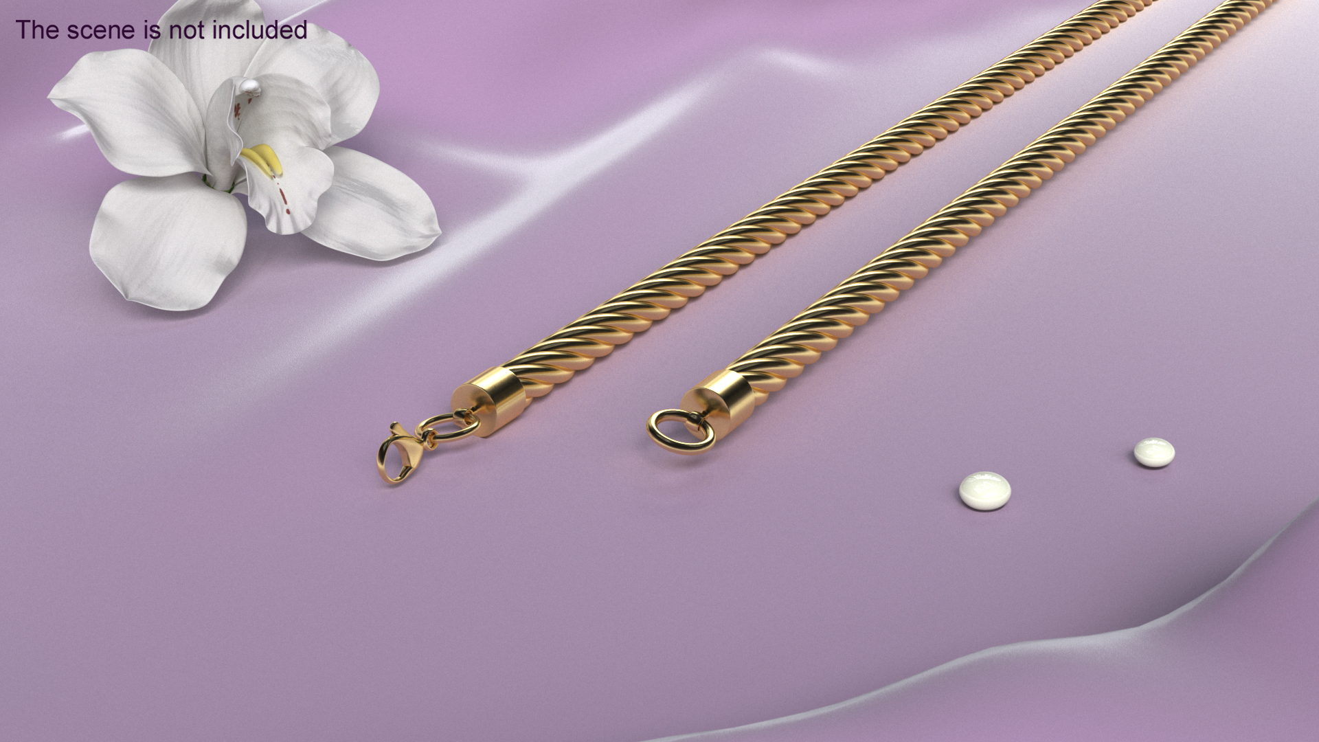 3D model Solid Cable Jewelry Chain Gold
