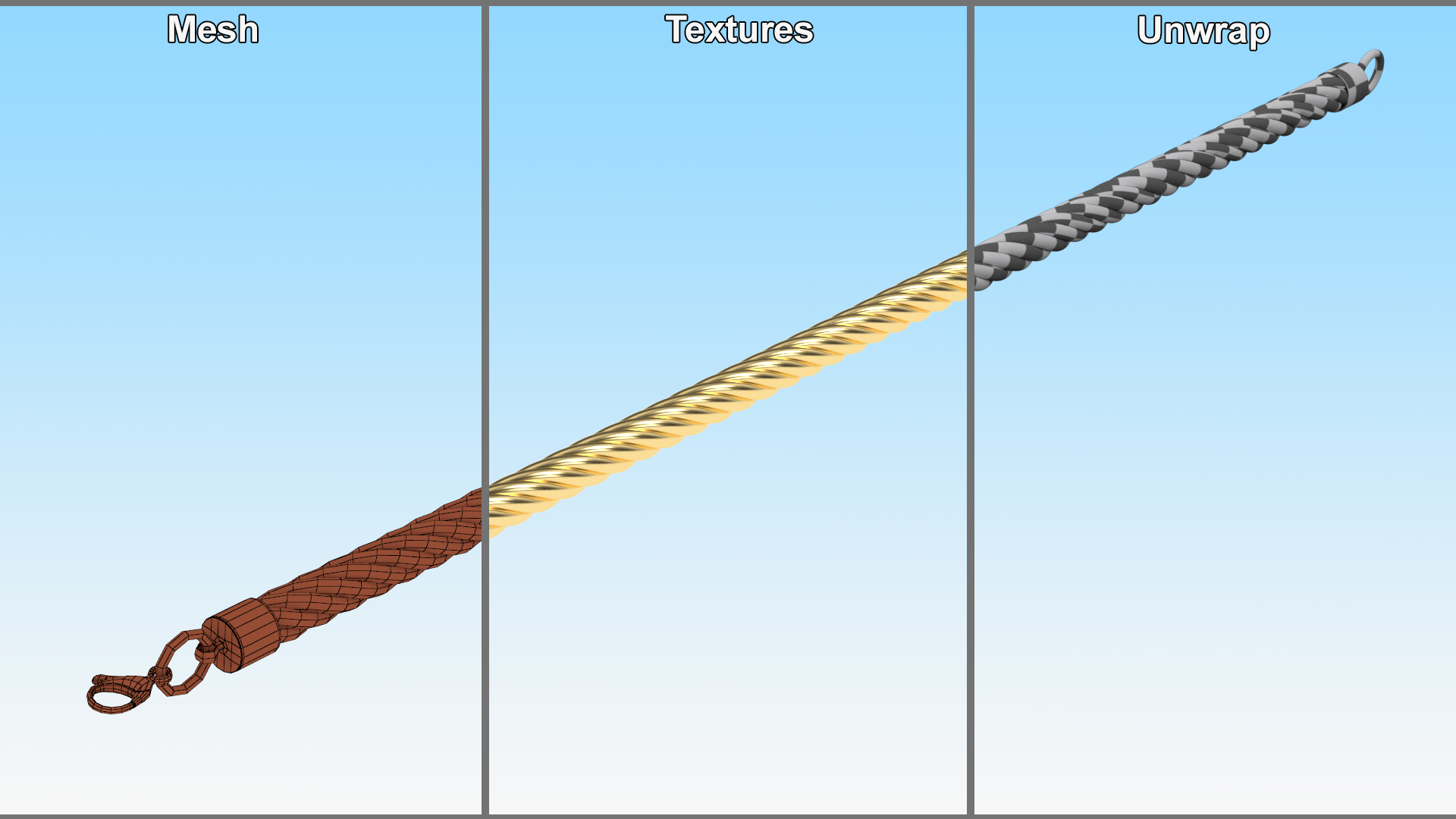 3D model Solid Cable Jewelry Chain Gold