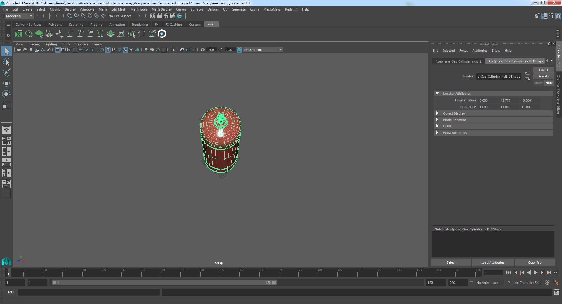 Acetylene Gas Cylinder 3D