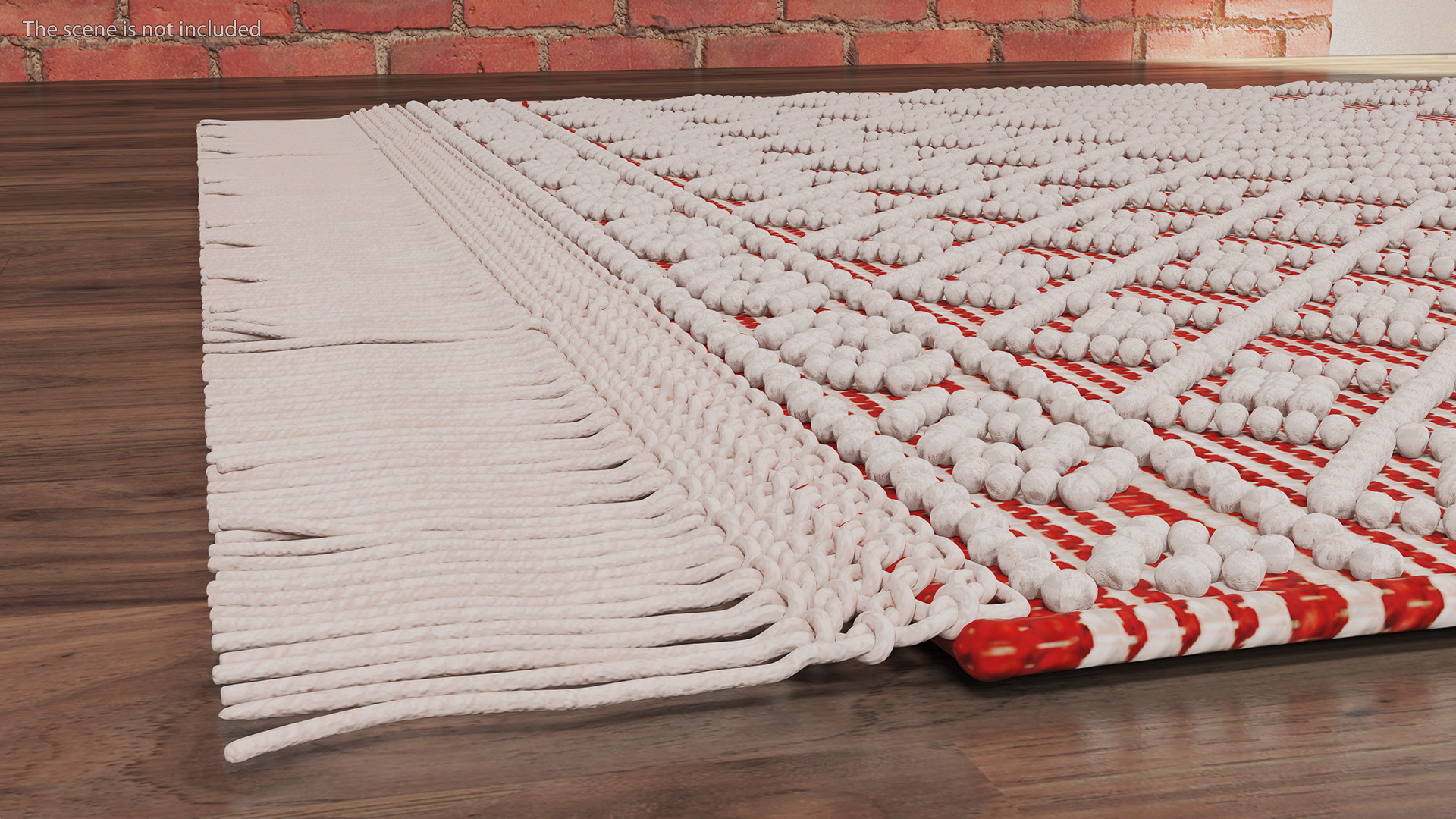 Modern Wool Rug Red 3D model