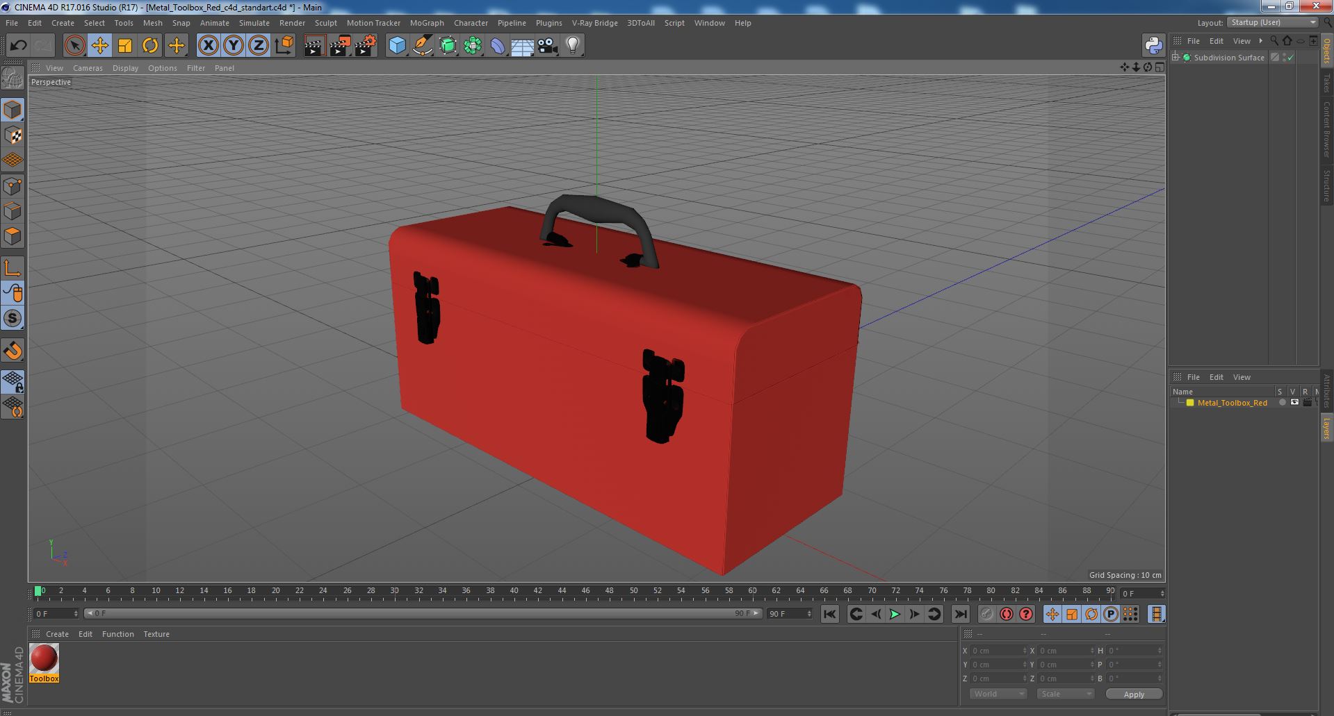 Metal Toolbox Red 3D