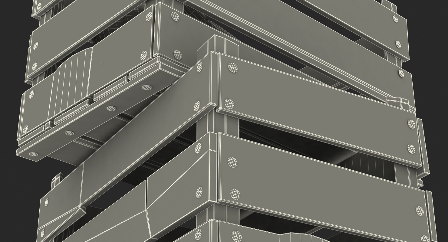 3D Vintage Wooden Box Crates with Wooden Trash model