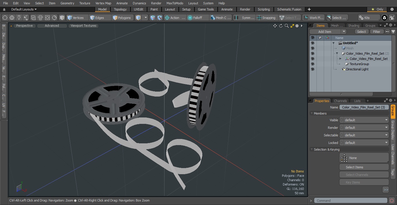 3D model Color Video Film Reel Set