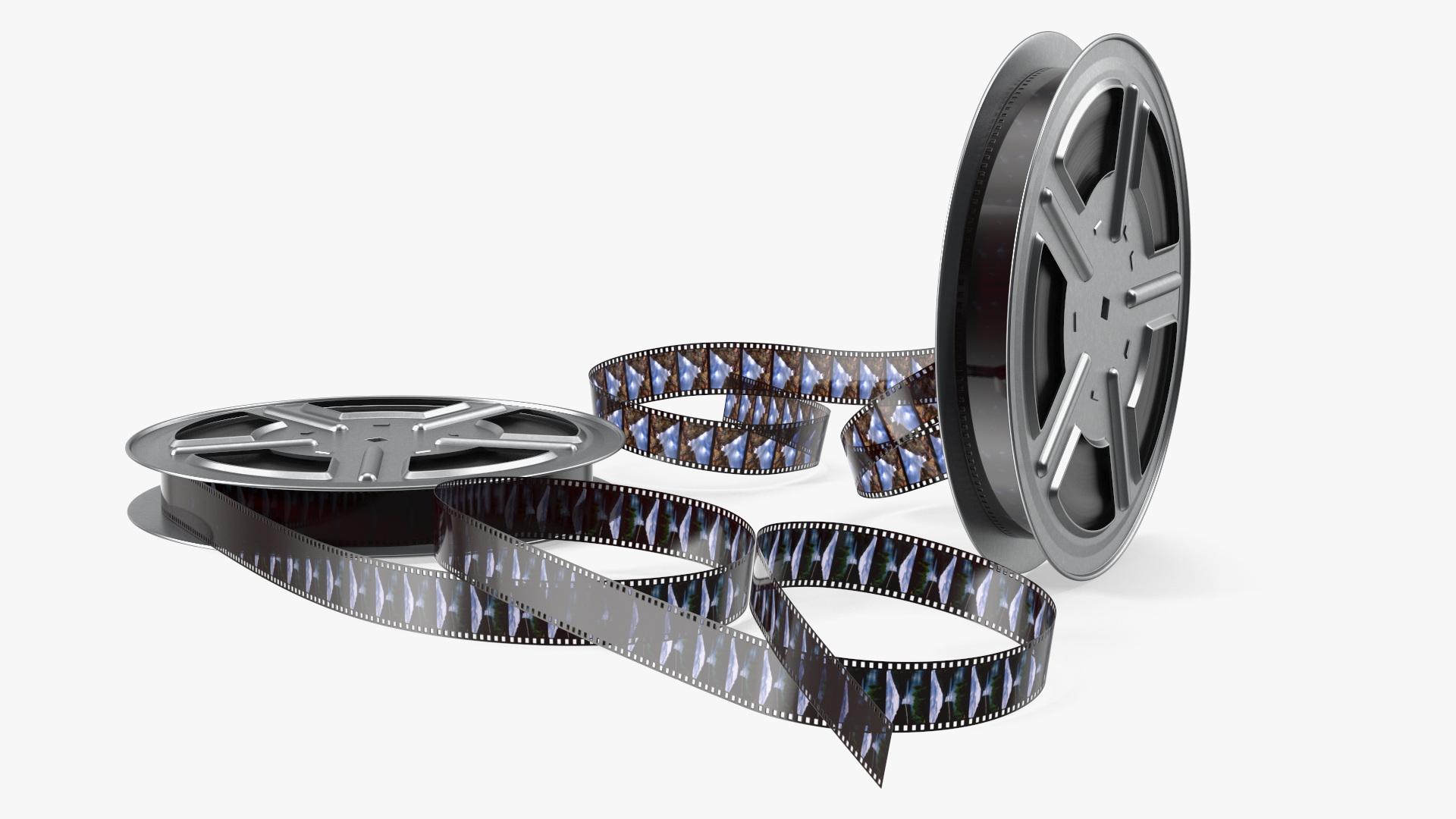 3D model Color Video Film Reel Set